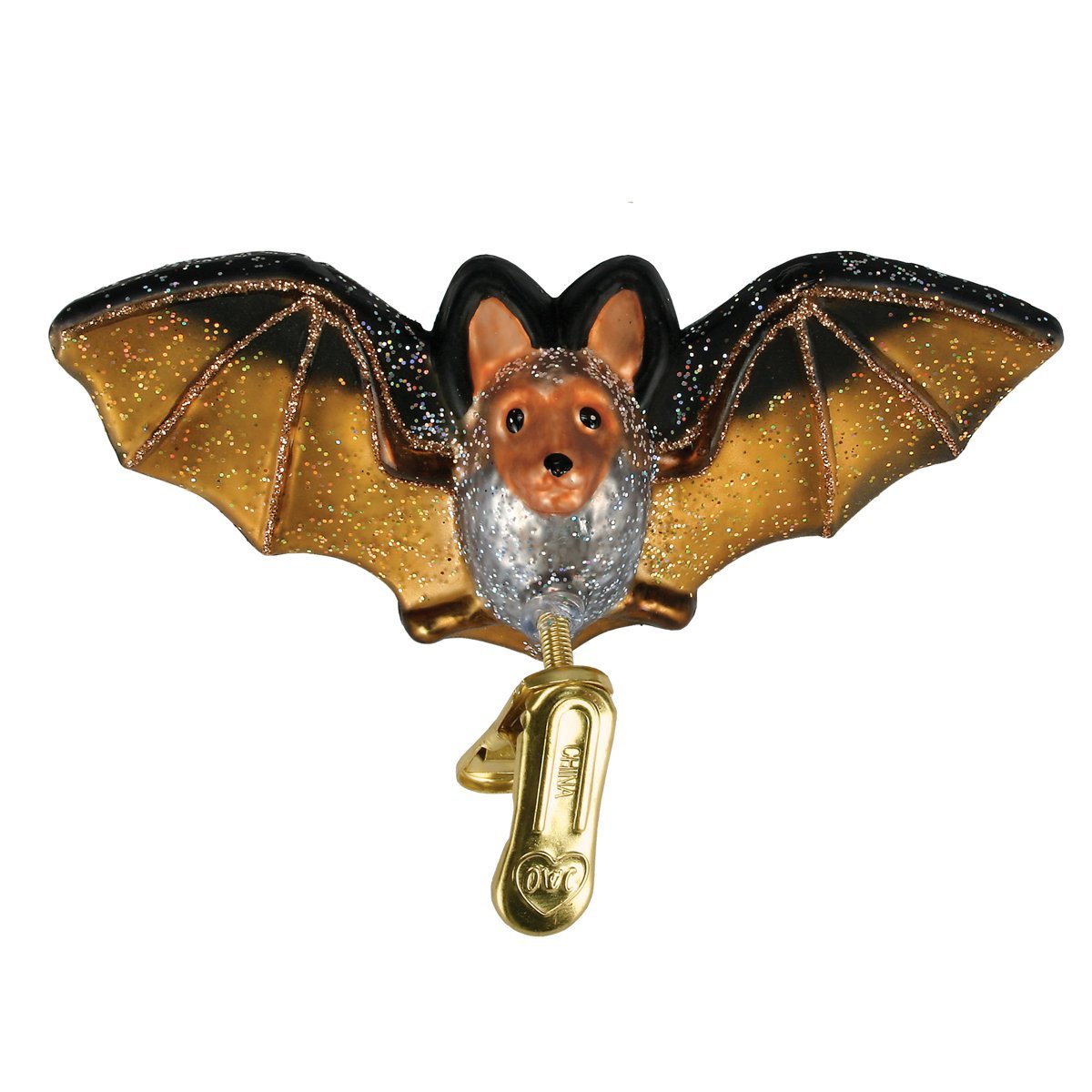 Old World Christmas Clip-On Bat Glass Blown Ornament for Christmas Tree, Handcrafted Holiday Decoration, Halloween Collection