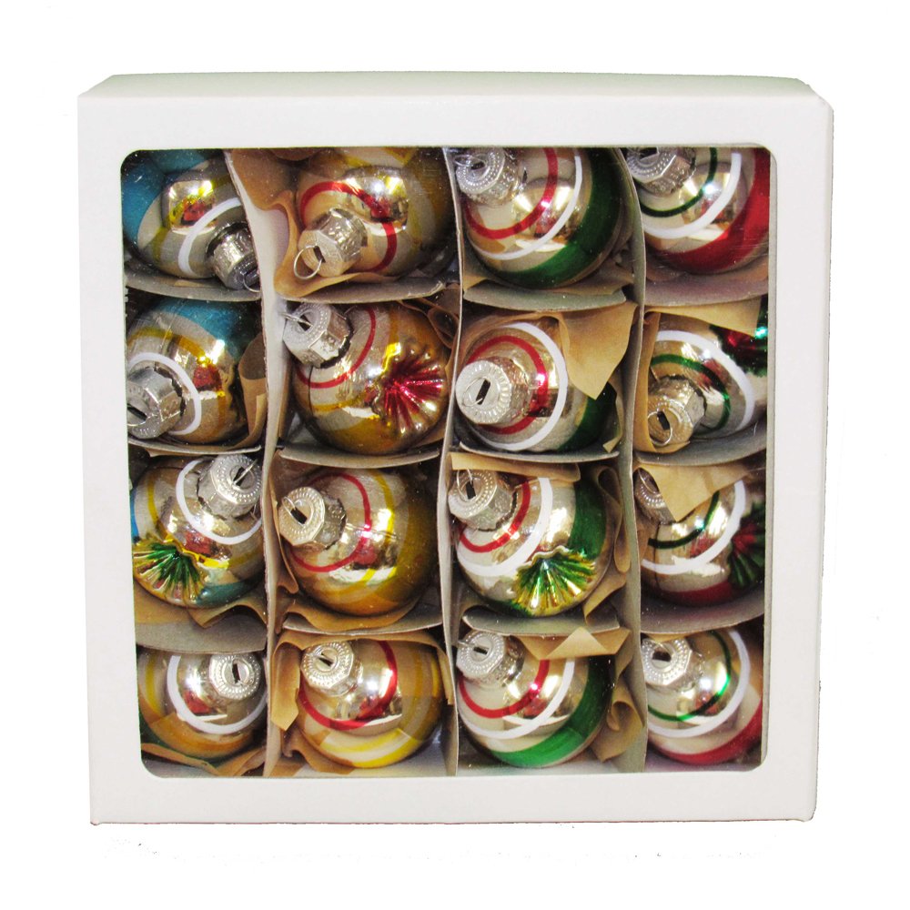 Kurt S. Adler Kurt Adler 30mm Solid and Reflector Glass Ball Set of 16 Ornament Set, 16 Piece