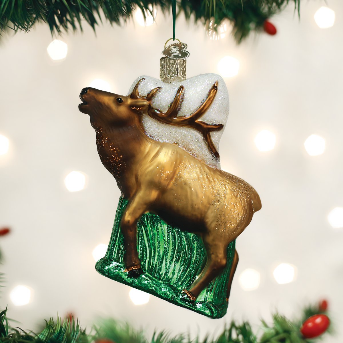 Old World Christmas Elk Glass Blown Ornament for Christmas Tree, Handcrafted Holiday Decoration, Wildlife Animal Collection