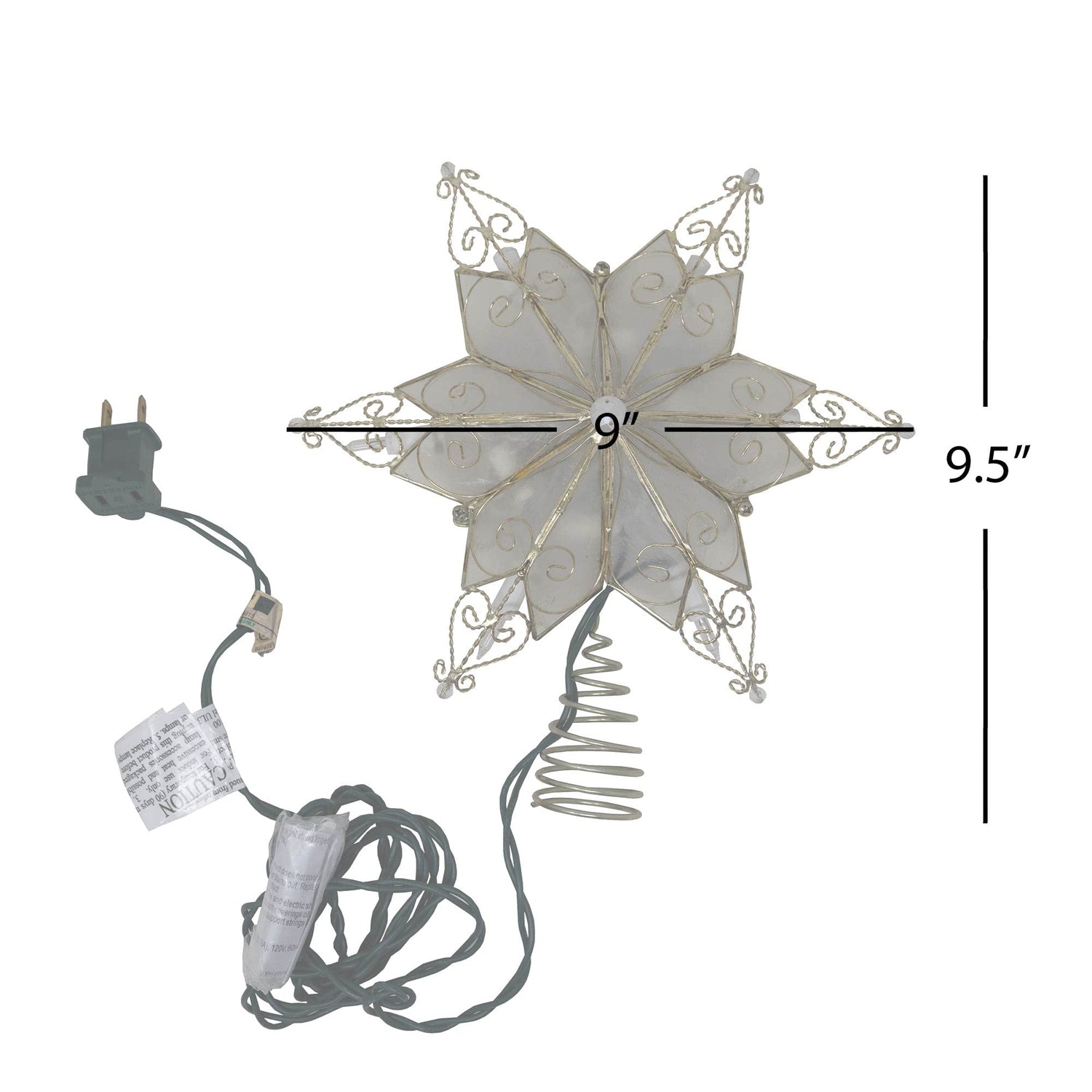 Kurt Adler UL3131 10-Light 6 Pt. Capiz Star Treetop