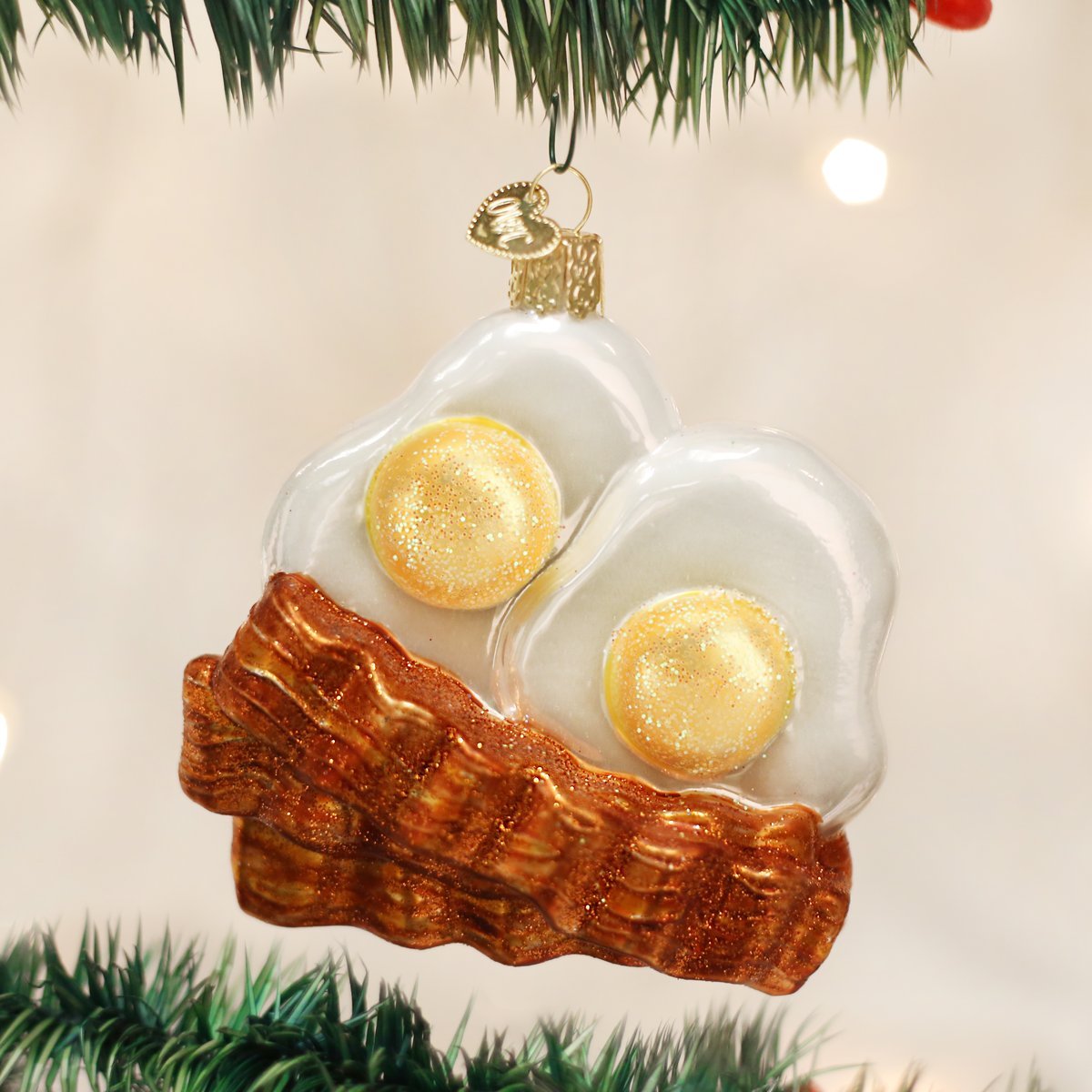 Old World Christmas Ornaments: Bacon And Eggs Glass Blown Ornaments for Christmas Tree