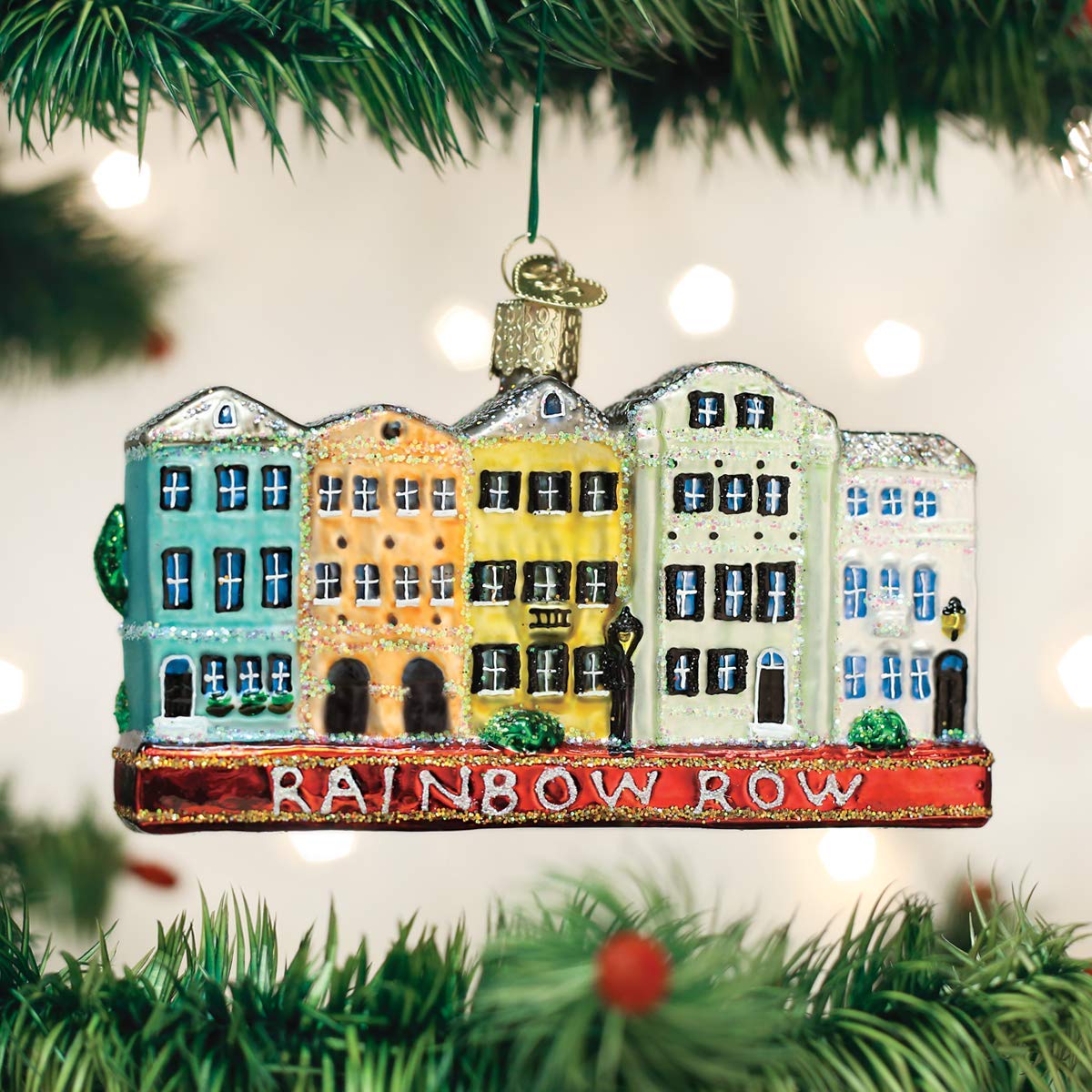 Old World Christmas Glass Blown Ornament Rainbow Row (20100)