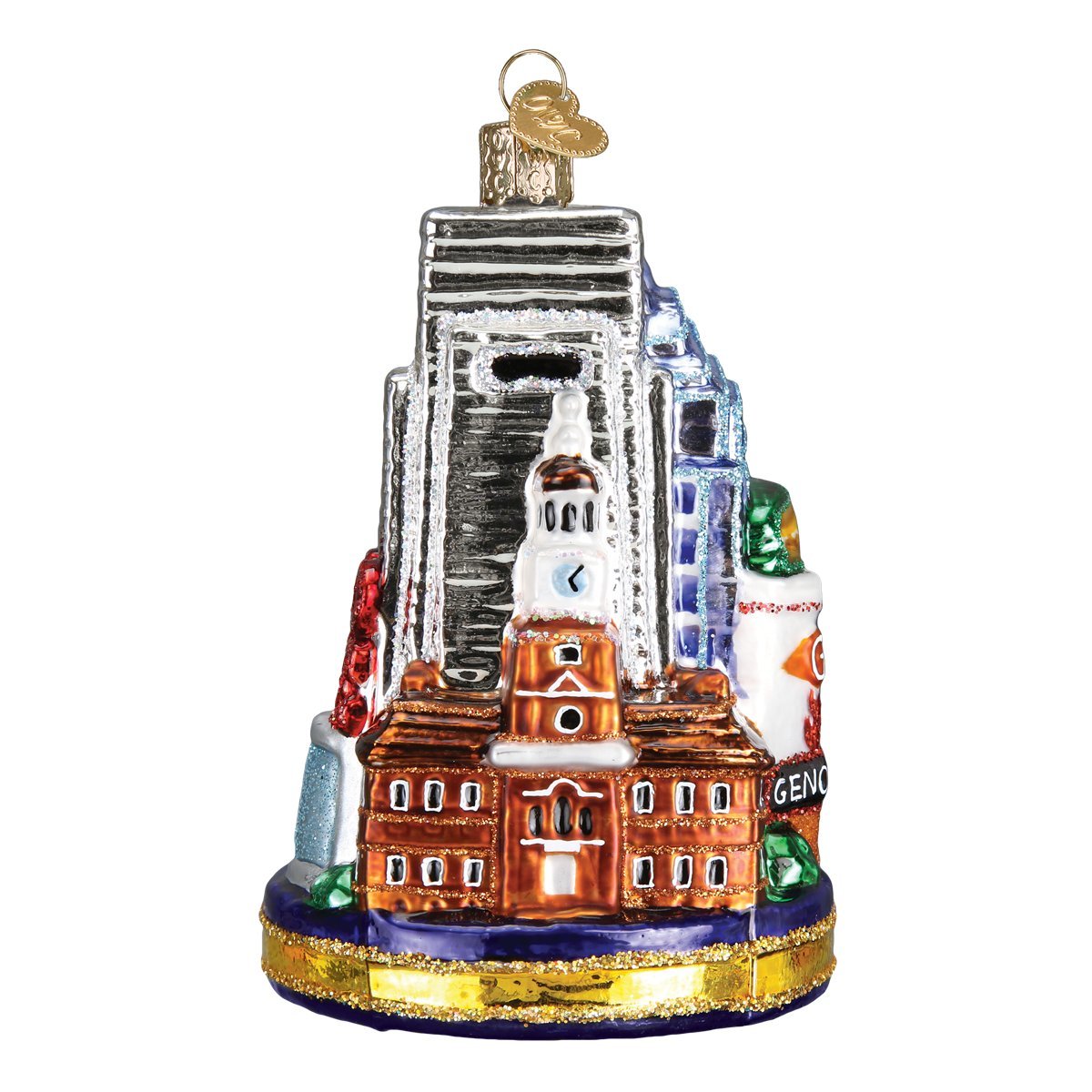 Old World Christmas Cities, Places and Landmarks Glass Blown Ornaments for Christmas Tree Philadelphia