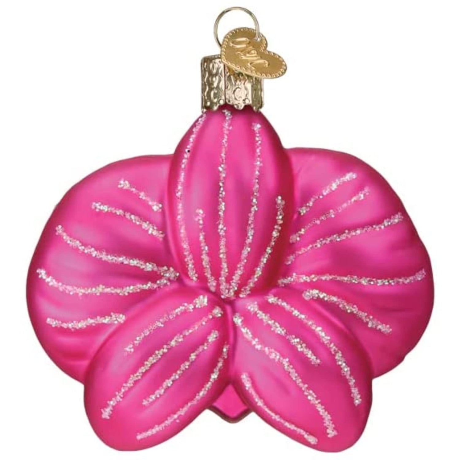 Old World Christmas Orchid Glass Blown Ornament for Christmas Tree, Handcrafted Holiday Decoration, Garden Collection