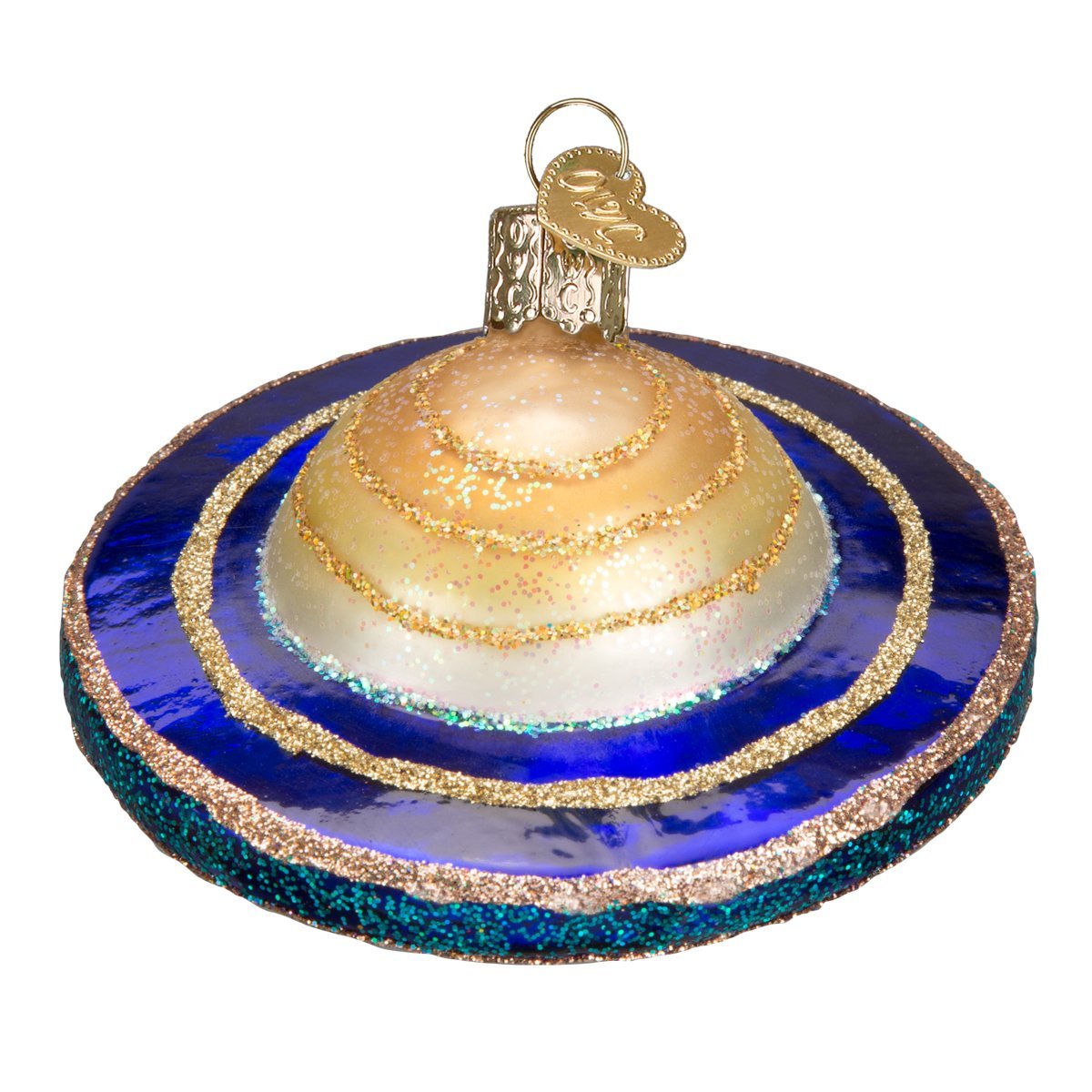Old World Christmas Saturn Glass Blown Ornament for Christmas Tree, Handcrafted Holiday Decoration, Outer Space Collection