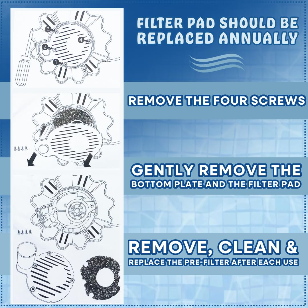 Poolzilla Submersible Cover Pump - Compatible with Standard Garden Hose, 1500 GPH, 25' FT Power Cord, with Filter Pad and 30' Foot Discharge Hose…