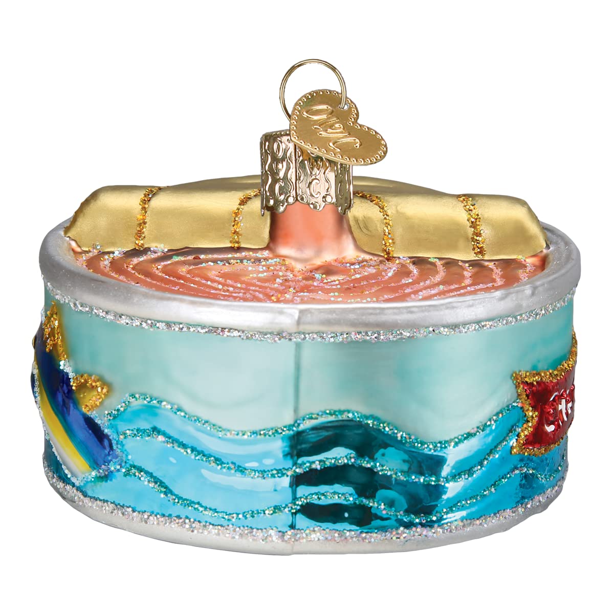 Old World Christmas Canned Tuna Glass Blown Ornament for Christmas Tree, Handcrafted Holiday Decoration, Food Collection