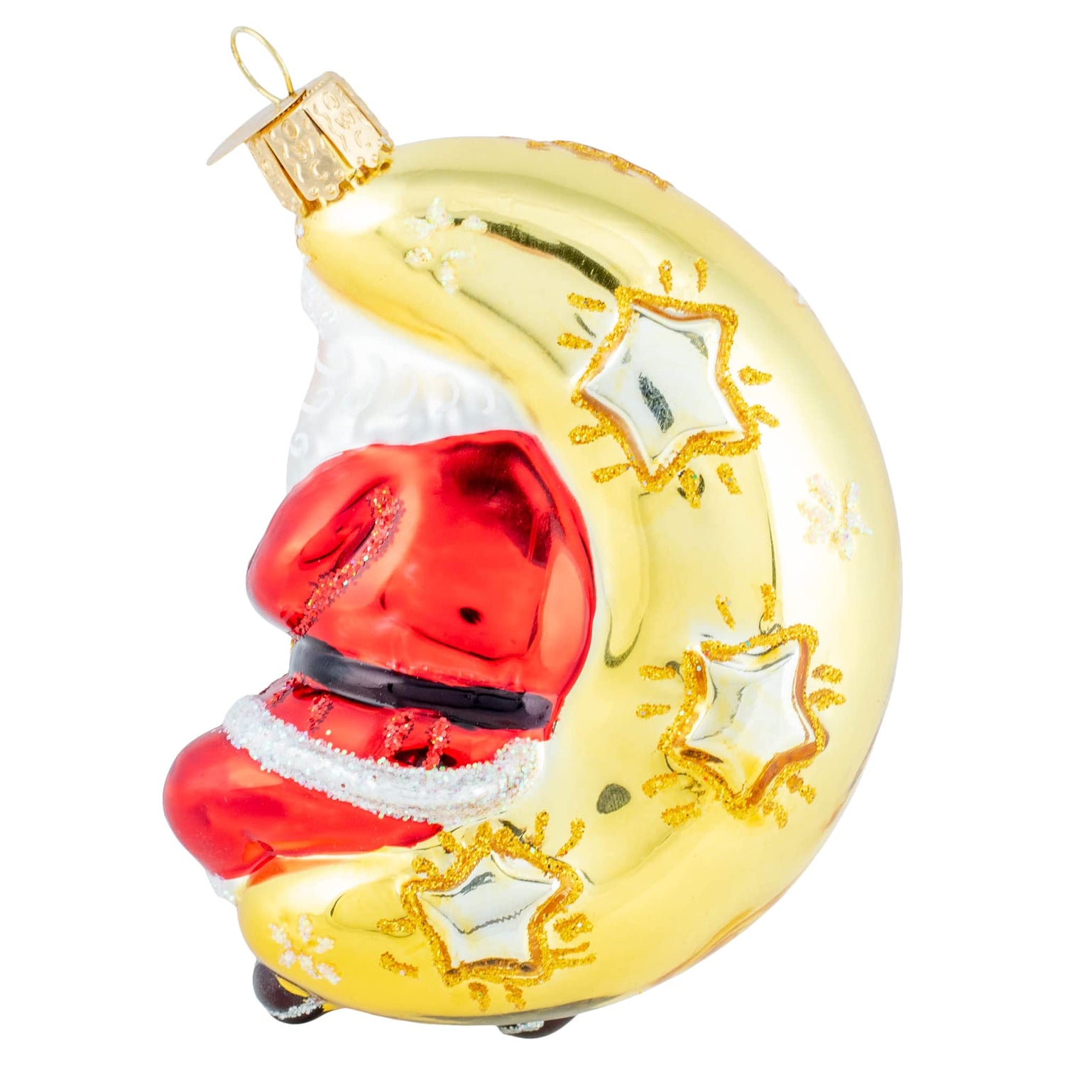 Old World Christmas Moonlight Santa Glass Blown Ornament for Christmas Tree