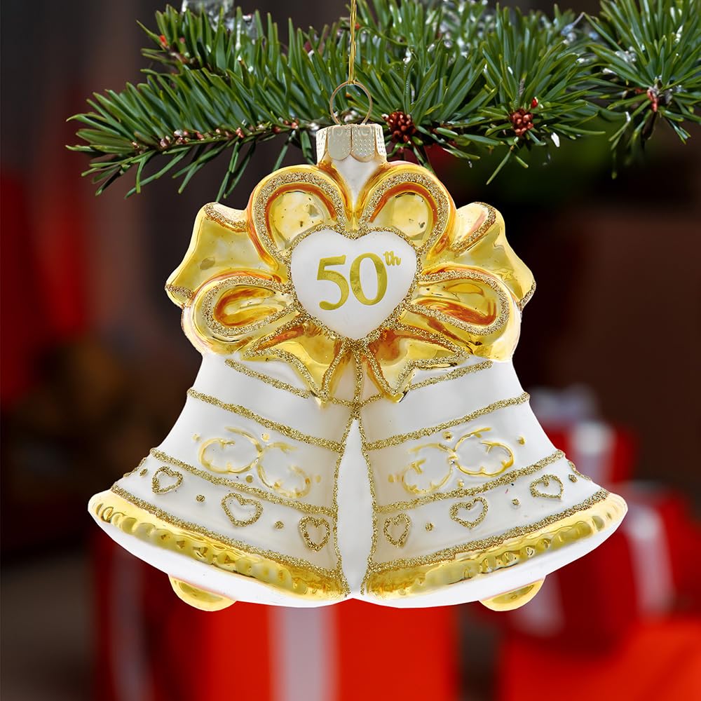 Kurt Adler 4-Inch Noble Gems™ Glass 50th Anniversary Bell Ornament