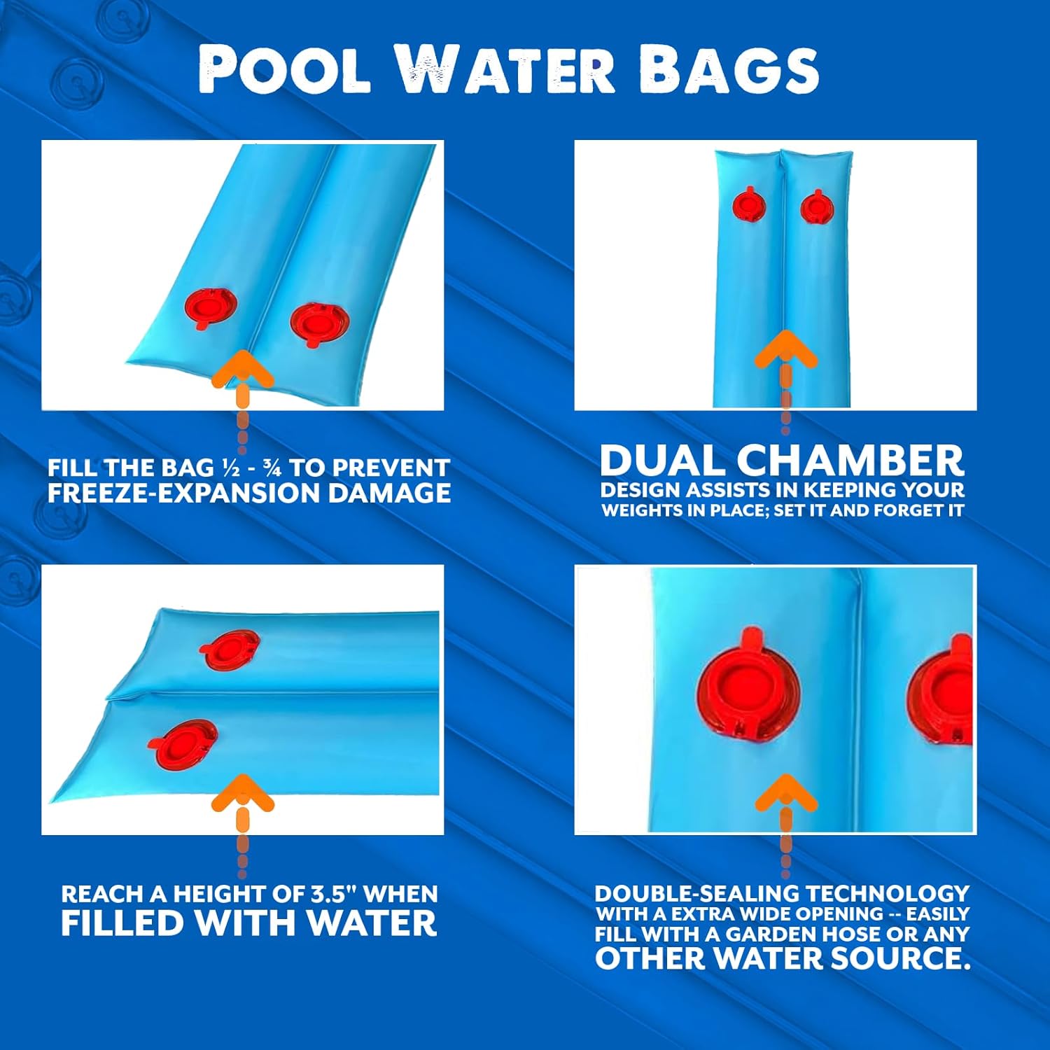 Poolzilla 8' FT Heavy Duty Double Chamber Water Bag for Pool Winter Covers