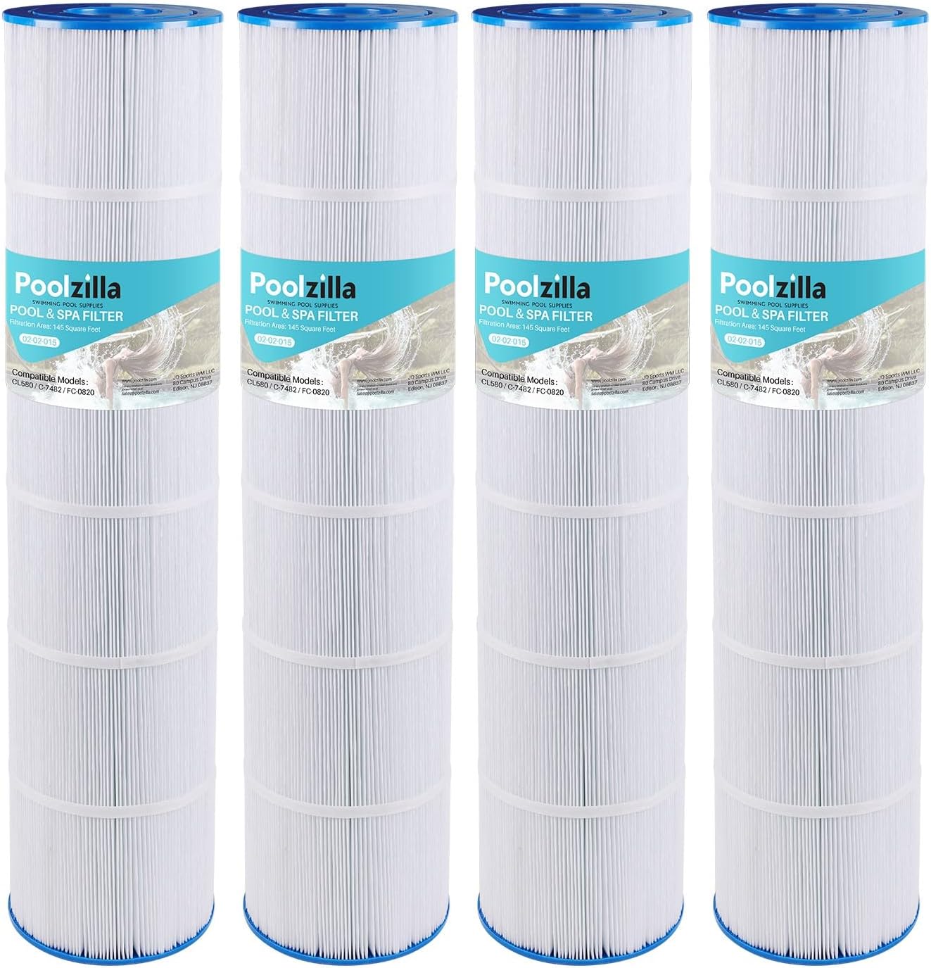 Poolzilla Pool Filter Cartridges, Compatible with Unicel C-7482, Jandy CL580, CV580, PJAN145, Filbur FC-0820, A0104100, R0357900, Filbur FC-6415, SD-01109
