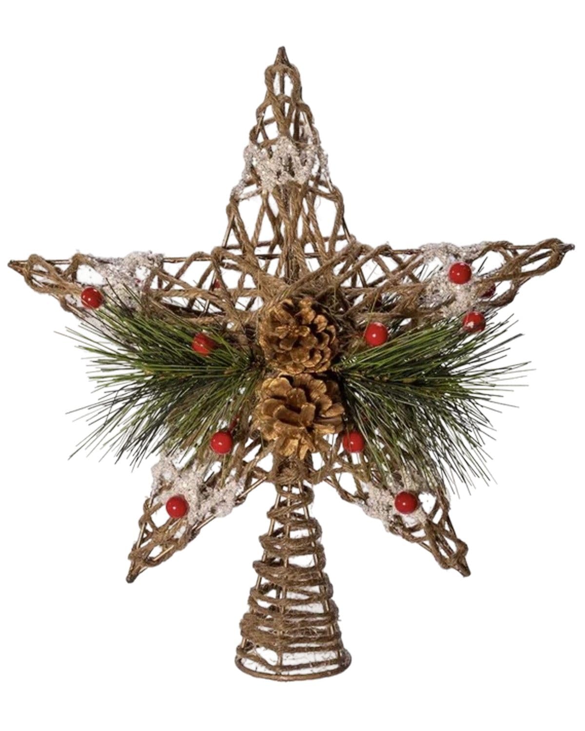 Kurt Adler 11-Inch Natural Star with Pinecones Treetop