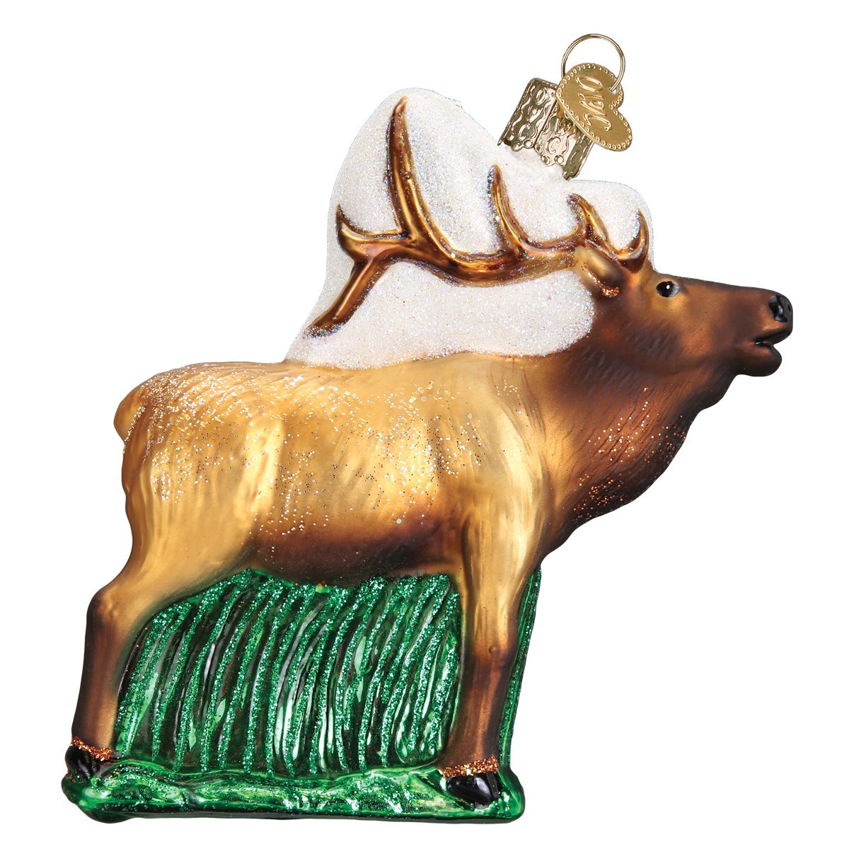 Old World Christmas Elk Glass Blown Ornament for Christmas Tree, Handcrafted Holiday Decoration, Wildlife Animal Collection