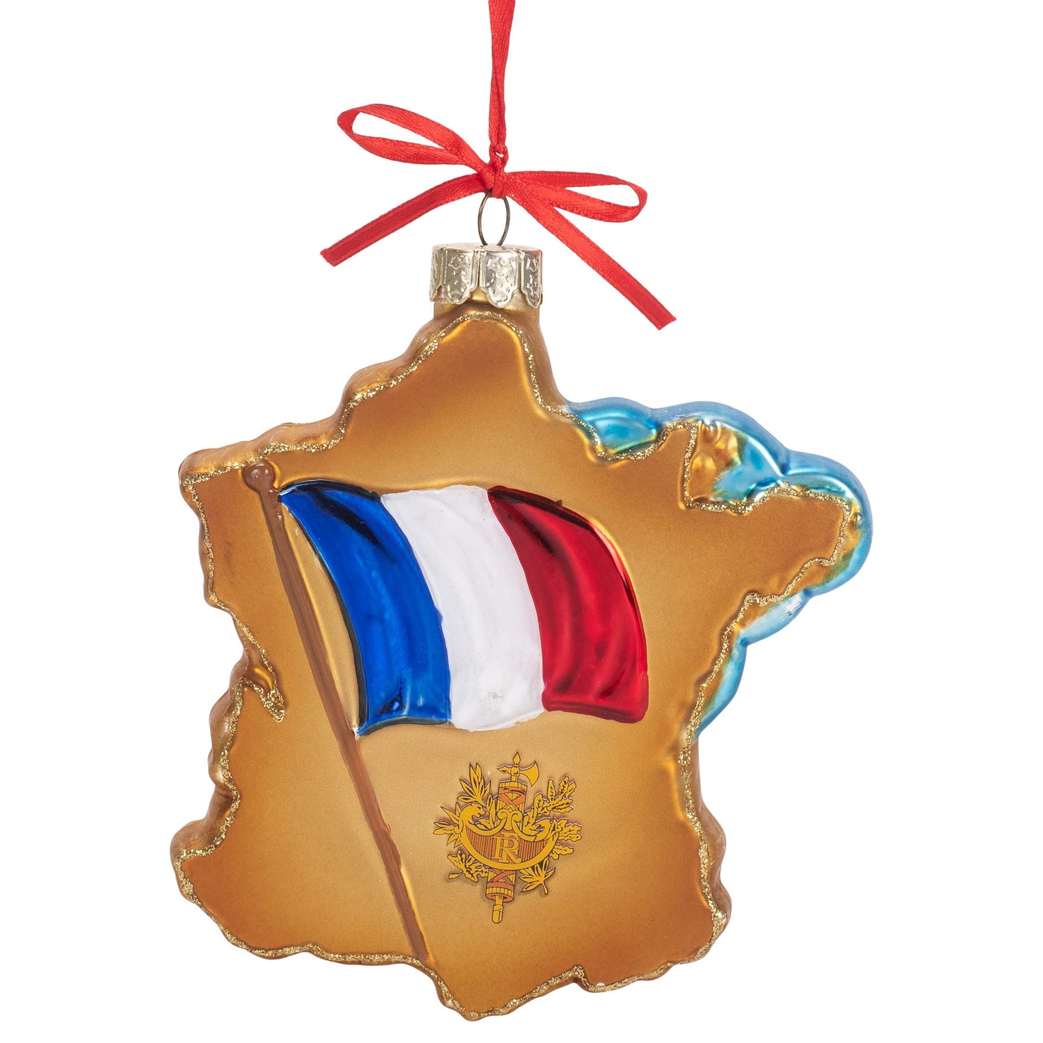 4.75-Inch France Map Glass Ornament