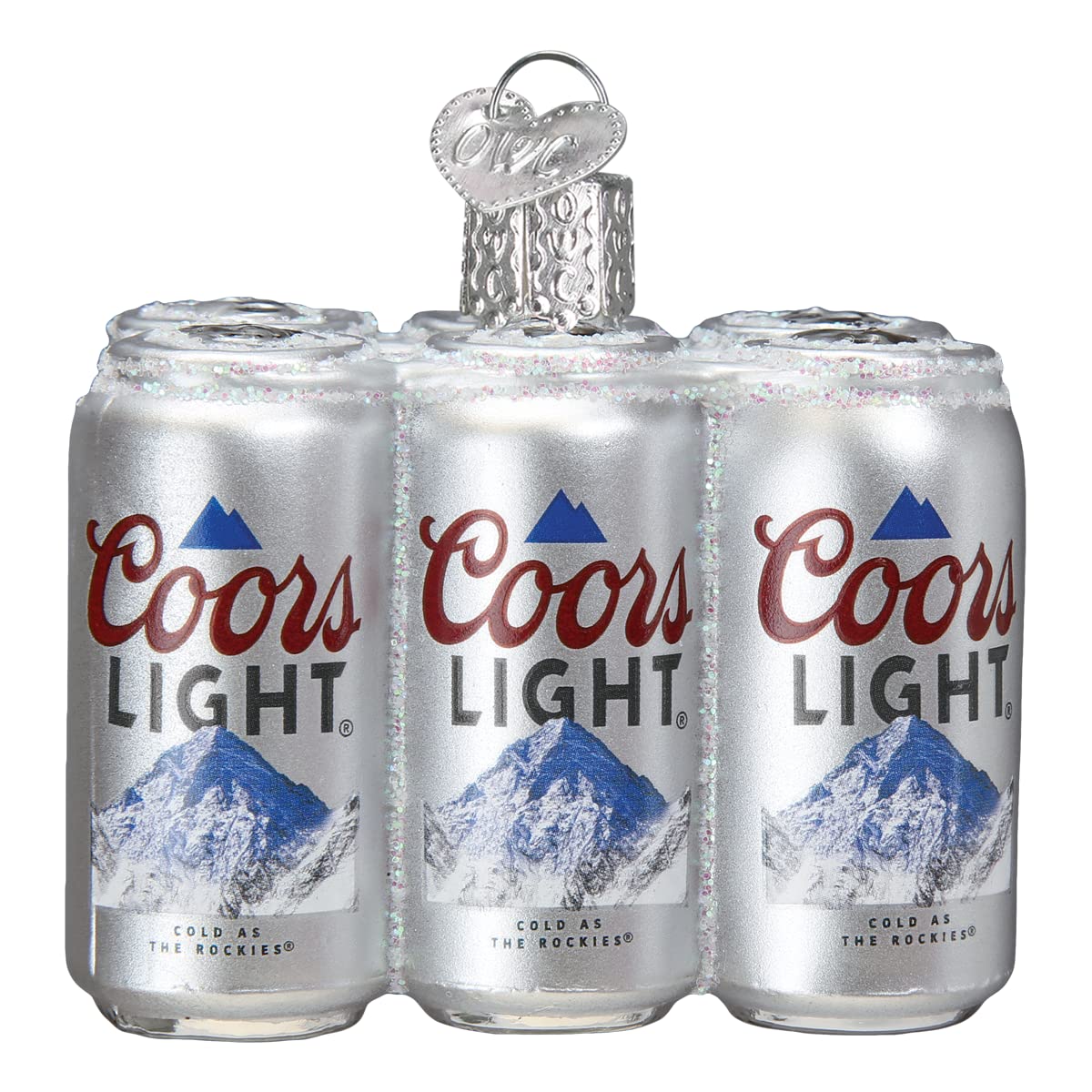 Old World Christmas Coors Light Six Pack Glass Blown Ornament for Christmas Tree, Handcrafted Holiday Decoration, Beer Collection