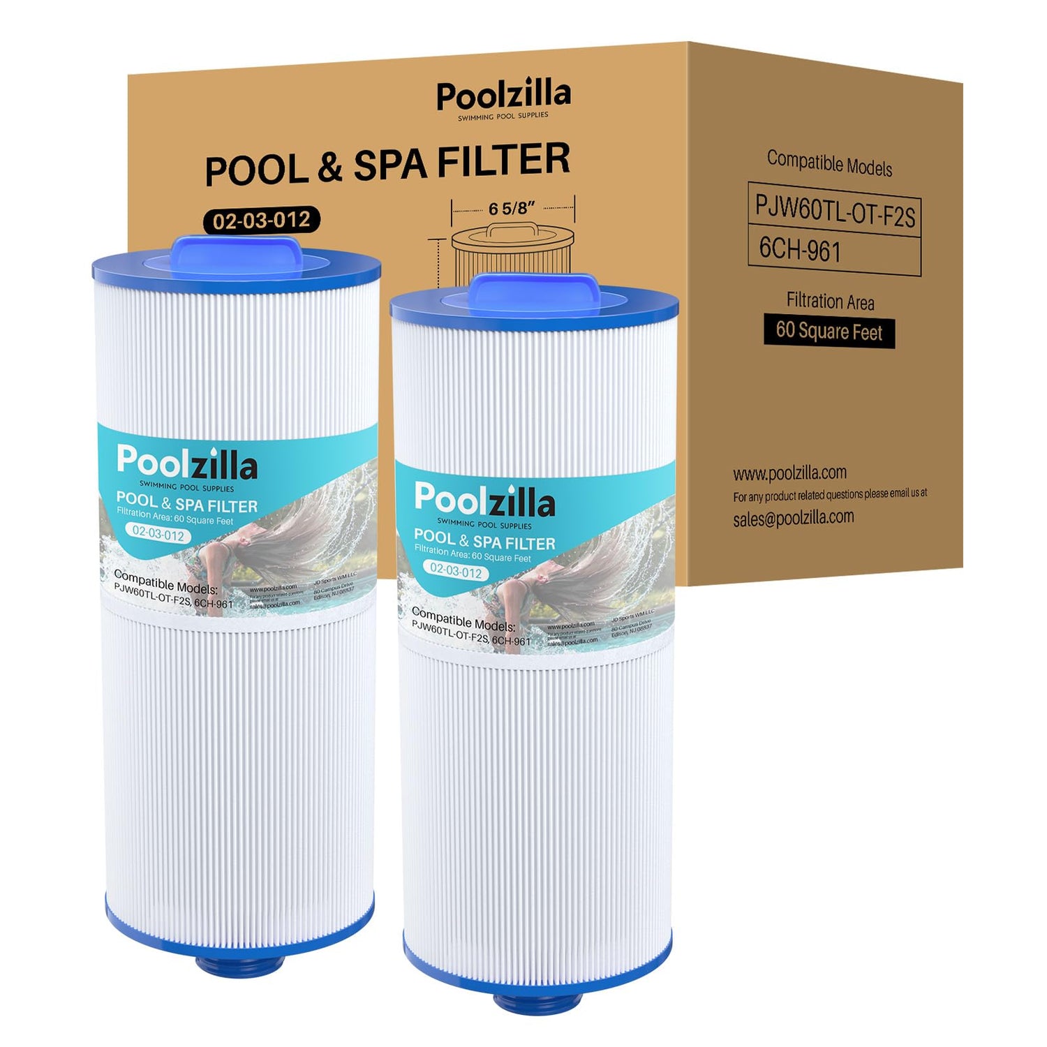 Poolzilla Replacement Spa Filter for PJW60TL-OT-F2S, Pleatco PJW60TL-OT-F2S, Unicel 6CH-961, Filbur FC-2715, J300, J400
