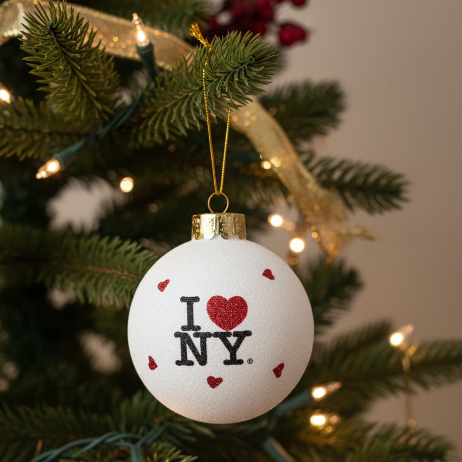 Kurt Adler I Love NY Glass Ball Christmas Ornament