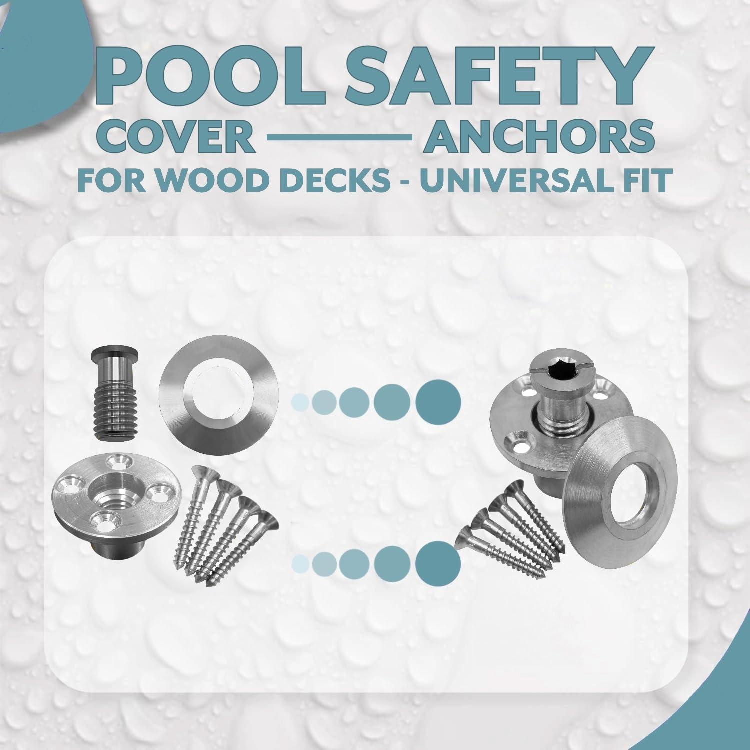 Poolzilla Stainless Steel Pool Safety Cover Anchor with Collar for Wood Decks