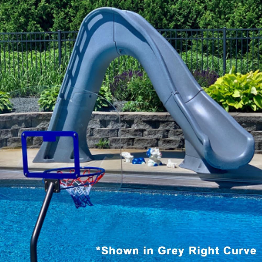 Global Pool Products Tidal Wave - Deck Mounted Inground Swimming Pool Water Slide Left Curve Turn