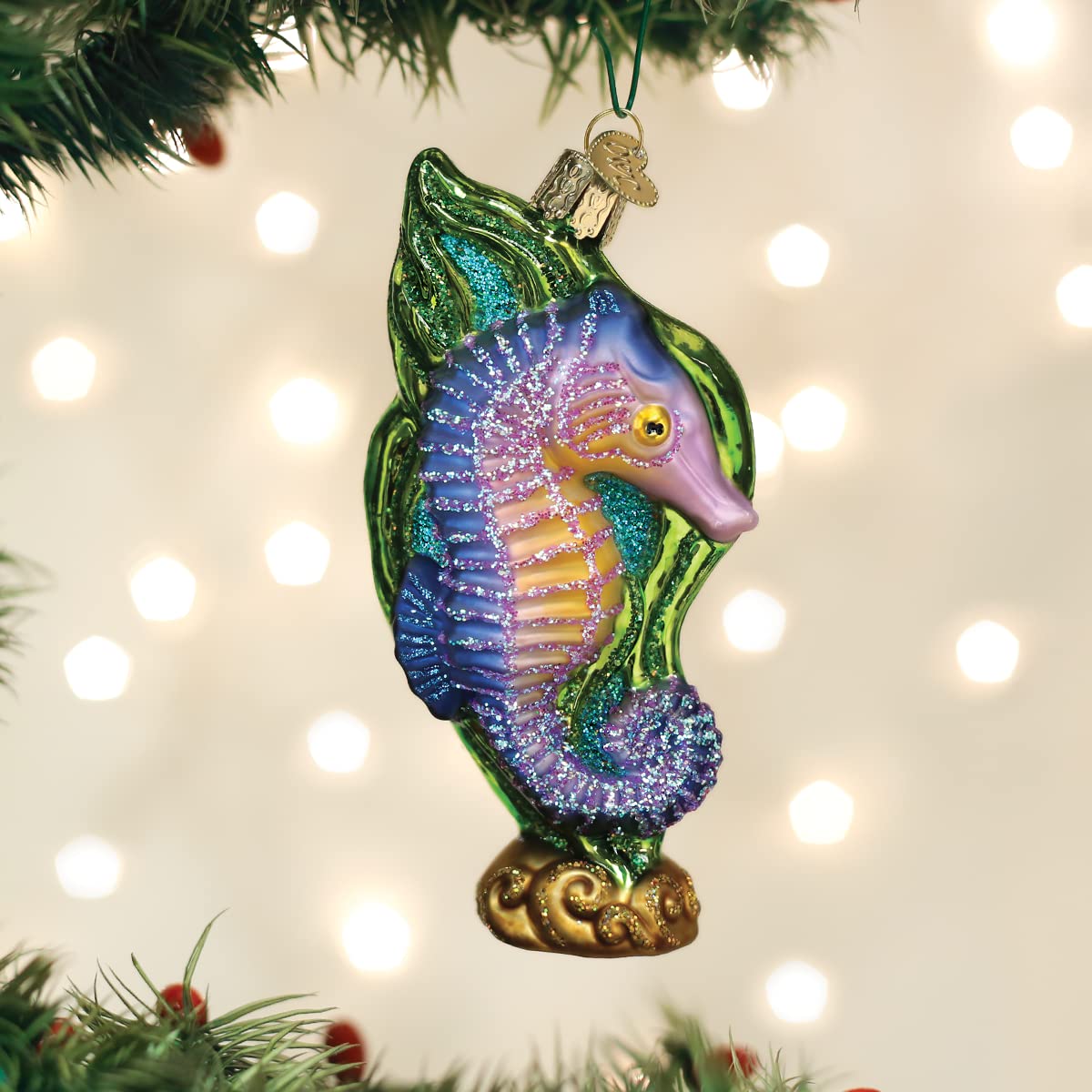 Old World Christmas Bright Seahorse Glass Blown Ornament for Christmas Tree