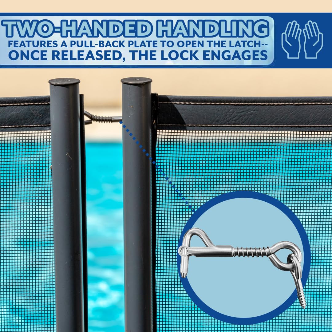 Poolzilla Pool Safety Fence Latch - 3.75’’ in. Spring Hook and Eye Safety Tool for Pool Safety Fencing
