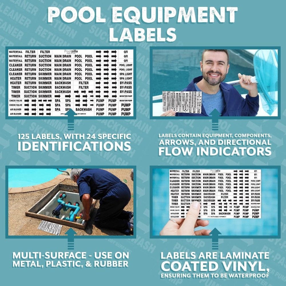 Poolzilla Premium Waterproof Sticker Labels For Pools