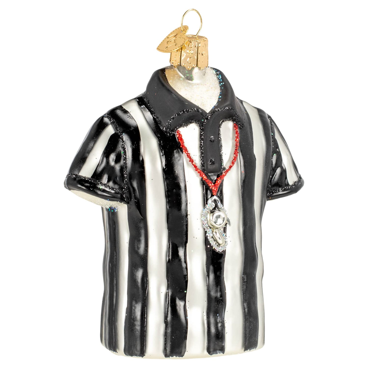 Old World Christmas Referee Shirt Glass Blown Ornament for Christmas Tree, Handcrafted Holiday Decoration, Sport Collection