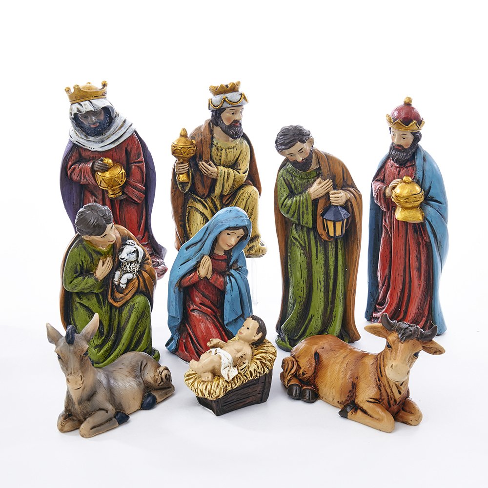 Kurt S. Adler 4 to 5-Inch Resin Table Piece Nativity, Set of 9