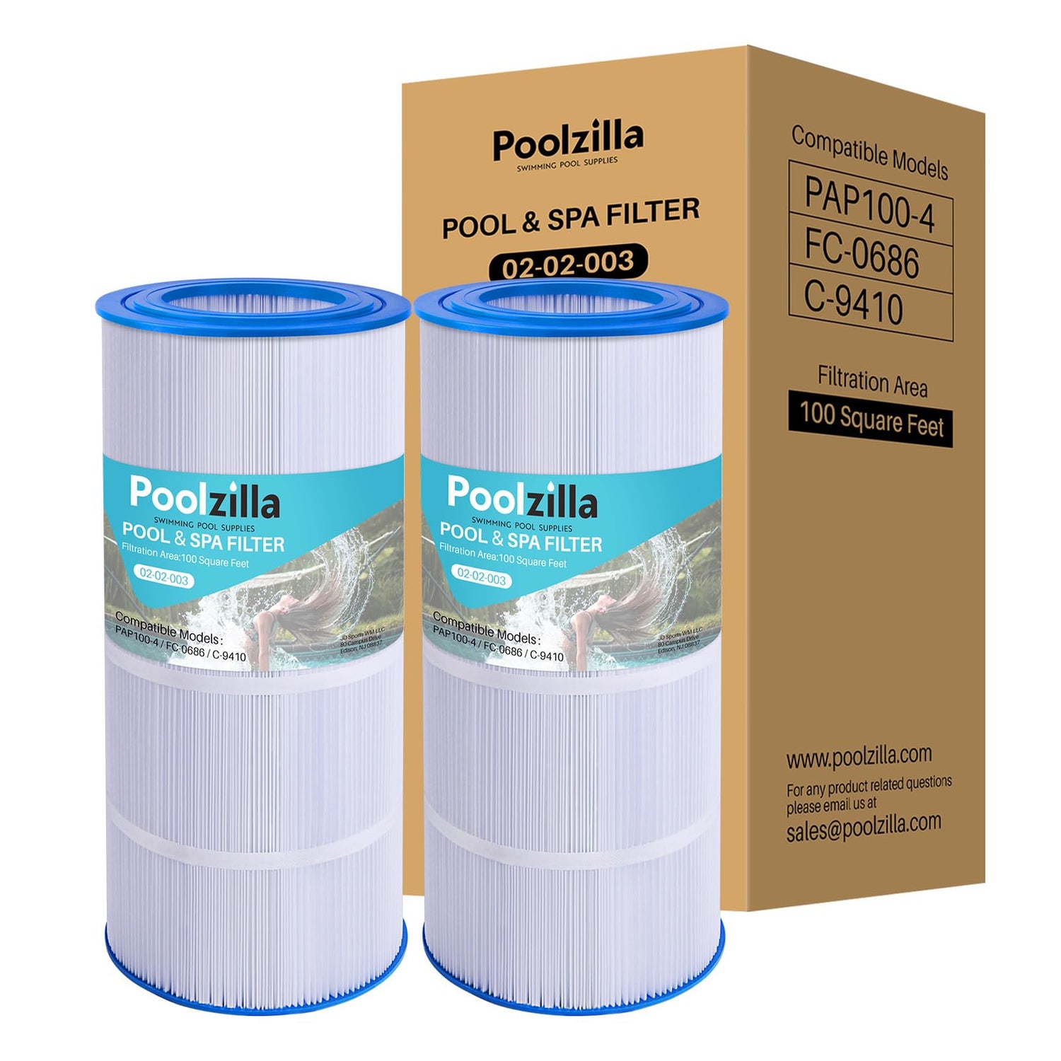 Poolzilla Replacement Pool Filter for Pentair CC100, CCRP100, PAP100, PAP100-4, Unicel C-9410, R173215, Filbur FC-0686, 59054200, 160316