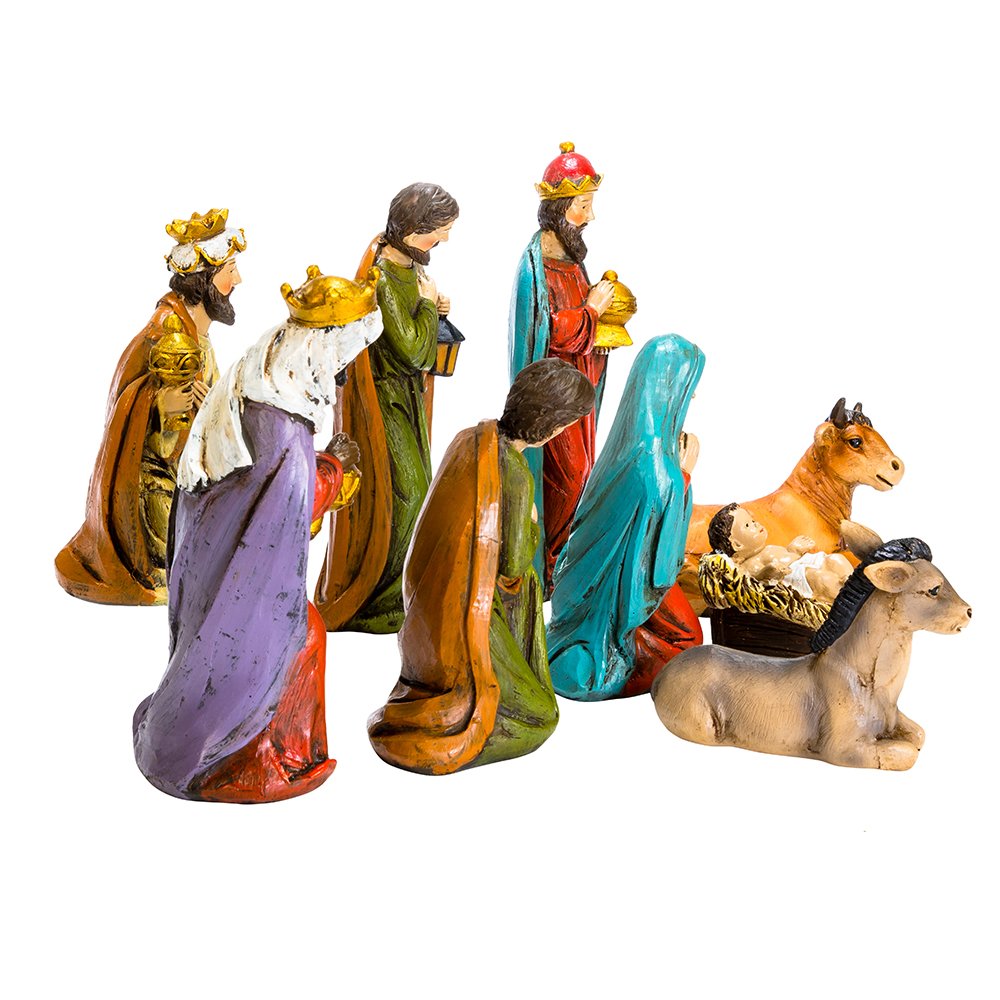 Kurt S. Adler 4 to 5-Inch Resin Table Piece Nativity, Set of 9
