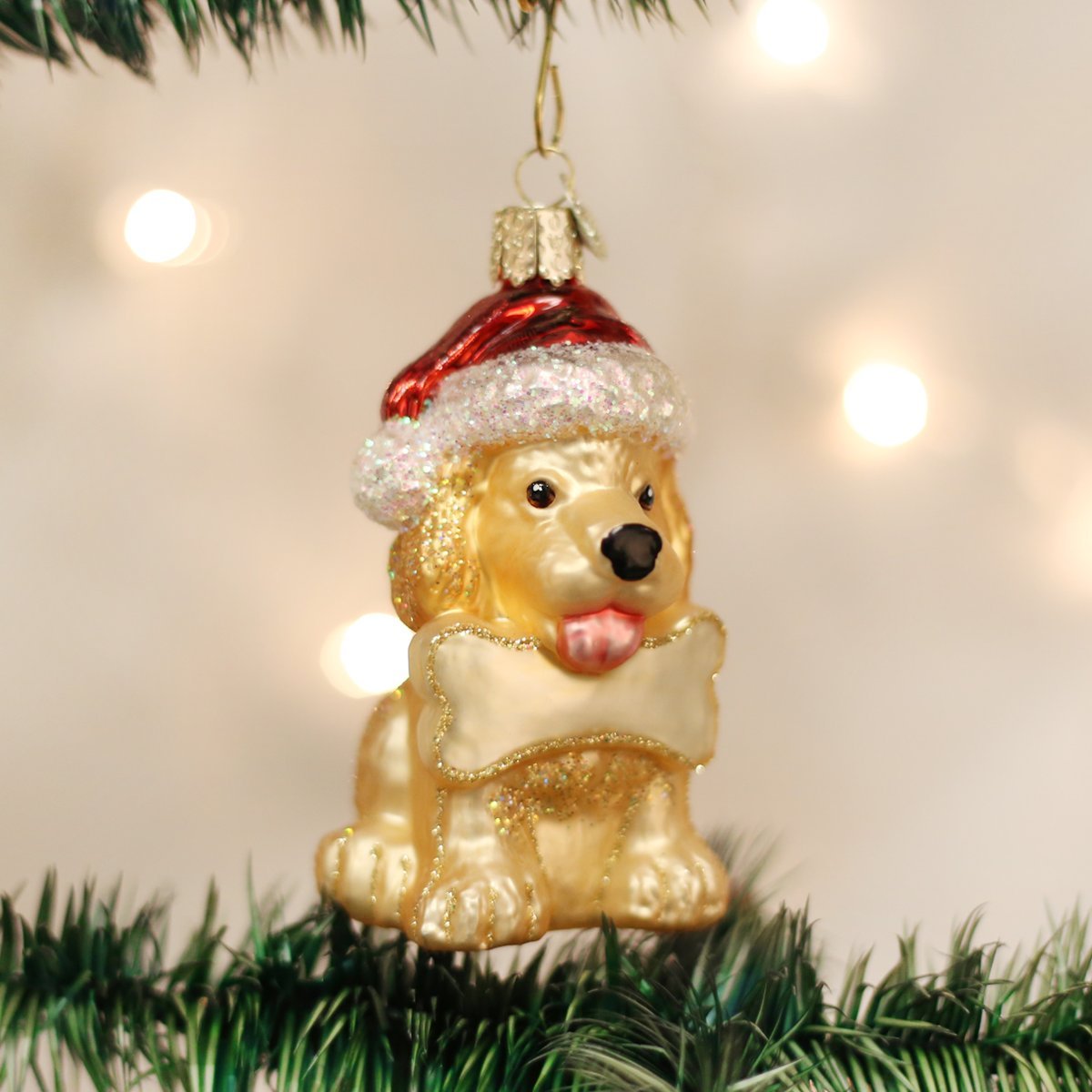 Old World Christmas Jolly Pup Glass Blown Ornament for Christmas Tree, Handcrafted Holiday Decoration, Festive Pet Collection