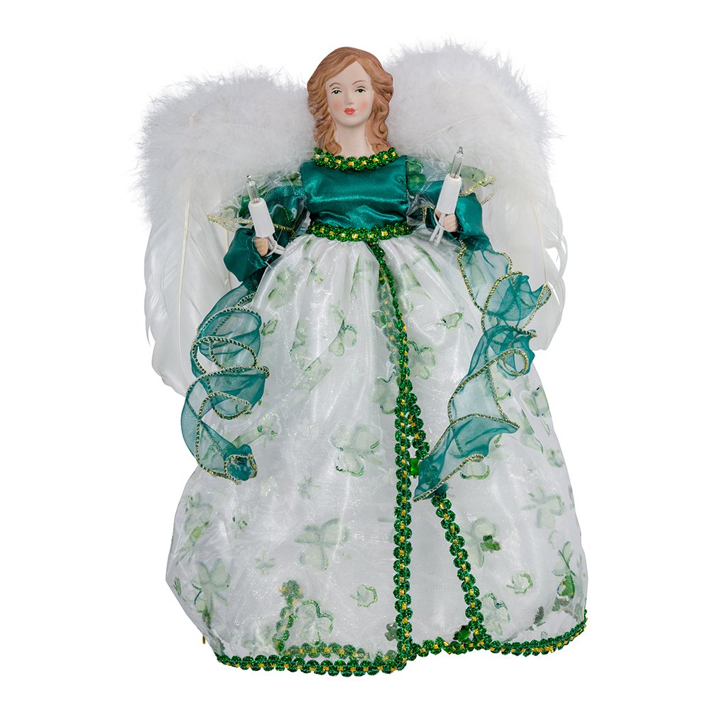 Kurt Adler UL 10-Light Angel Treetop Figurine, 12-Inch, Irish Tree Topper