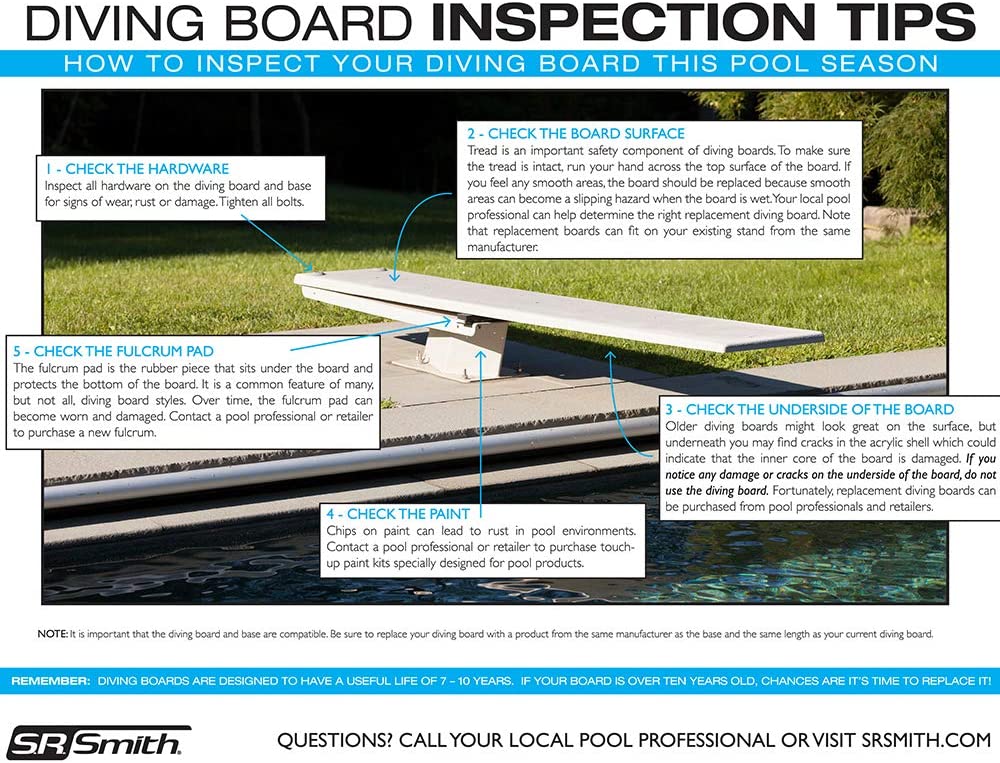 S.R. Smith 66-209-270S10T Fibre-Dive Replacement Diving Board with Matching Tread, 10-Feet, Taupe