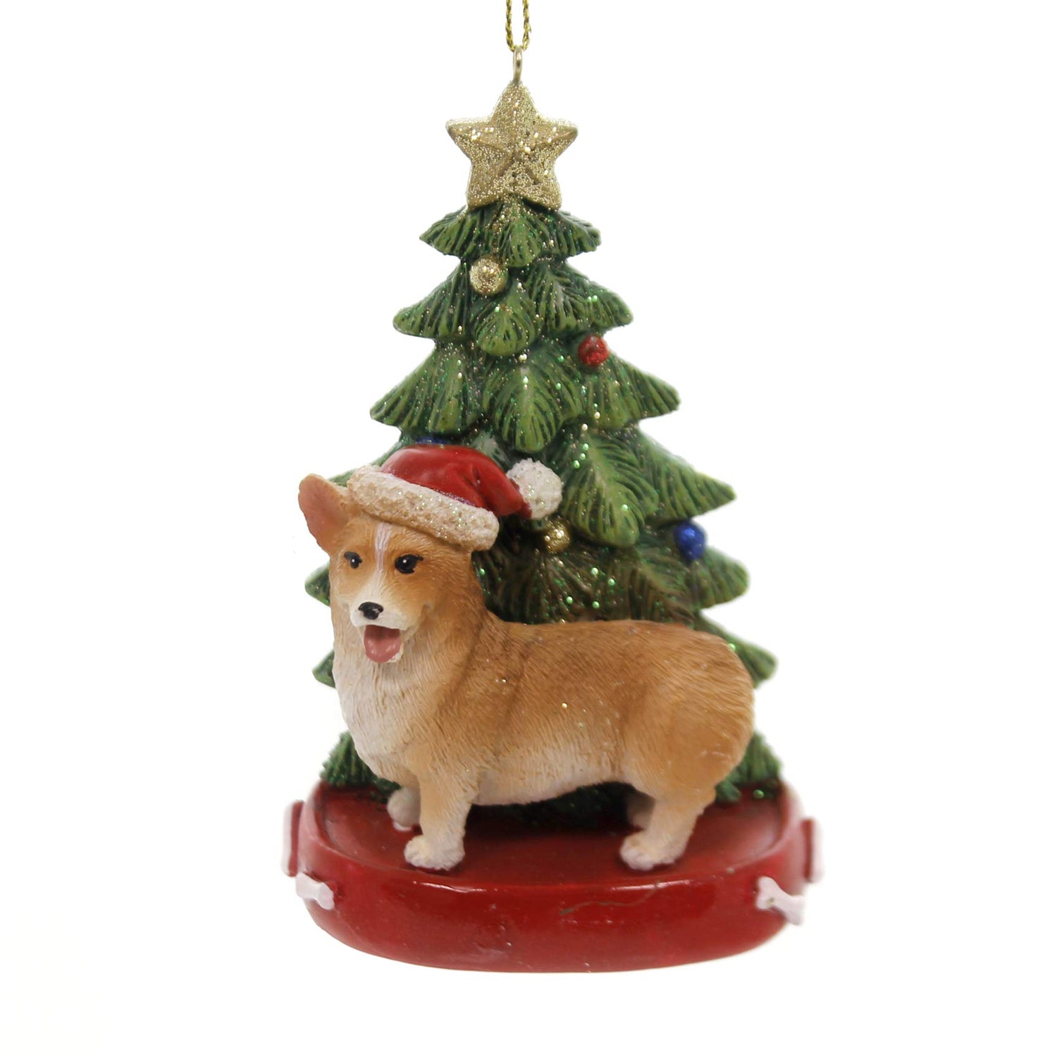 Corgi Wearing Santa Hat with Christmas Tree Ornament C7954CO New