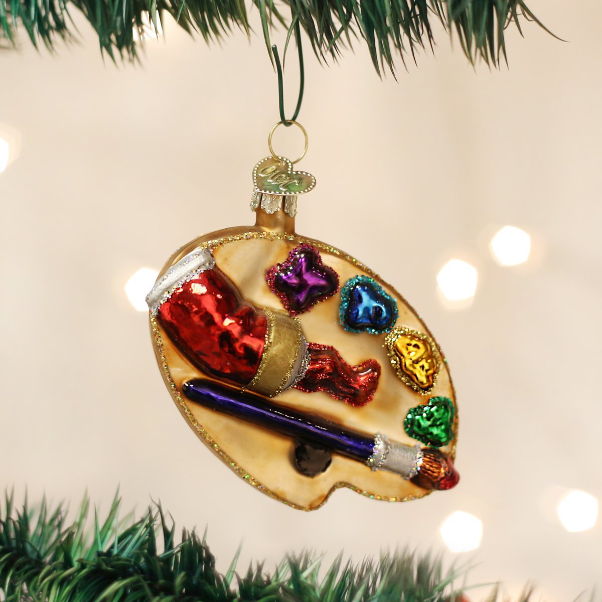 Old World Christmas Artist's Palette Glass Blown Ornament for Christmas Tree, Handcrafted Holiday Decoration, Hobbies Collection