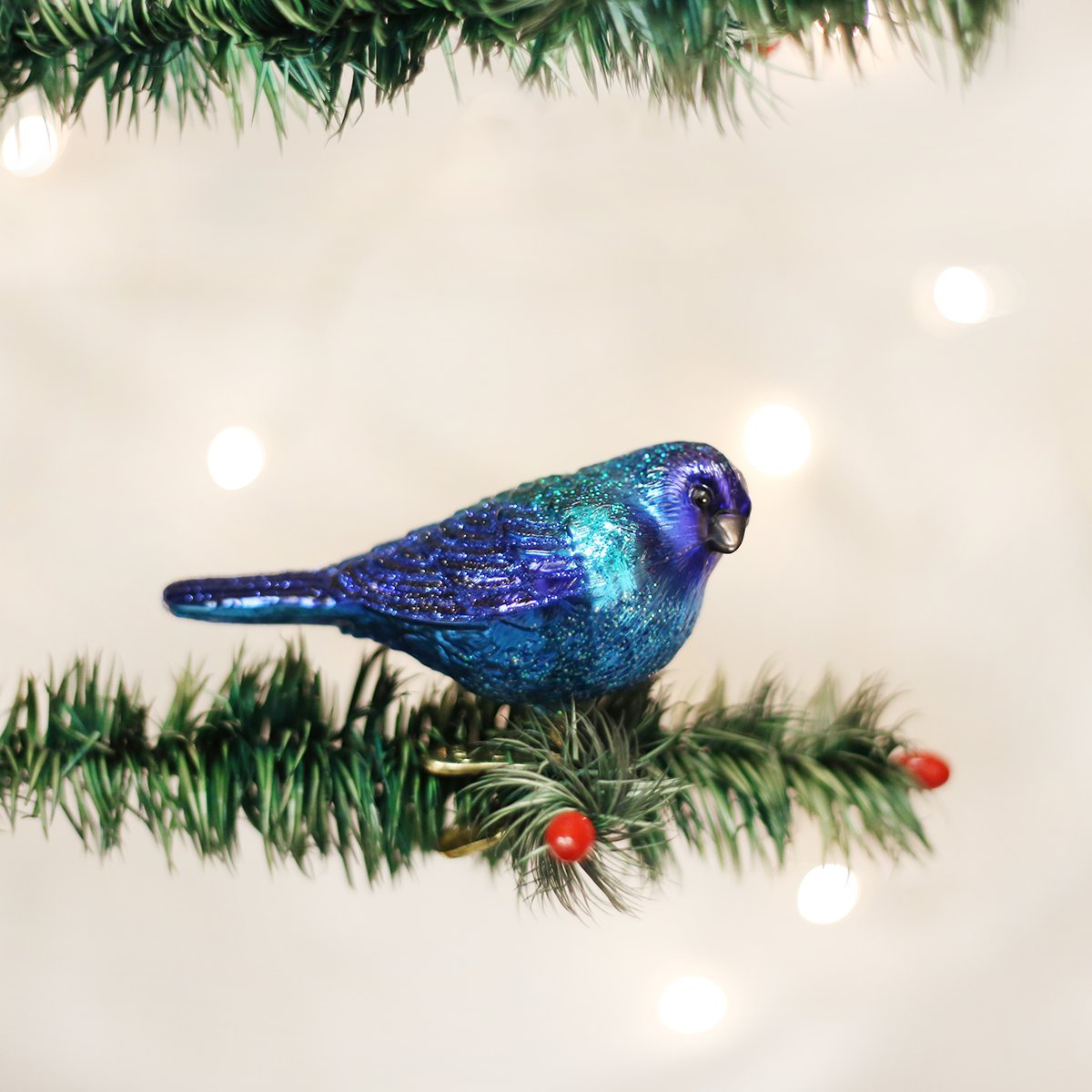 Old World Christmas Indigo Bunting Glass Blown Ornament for Christmas Tree, Handcrafted Holiday Decoration