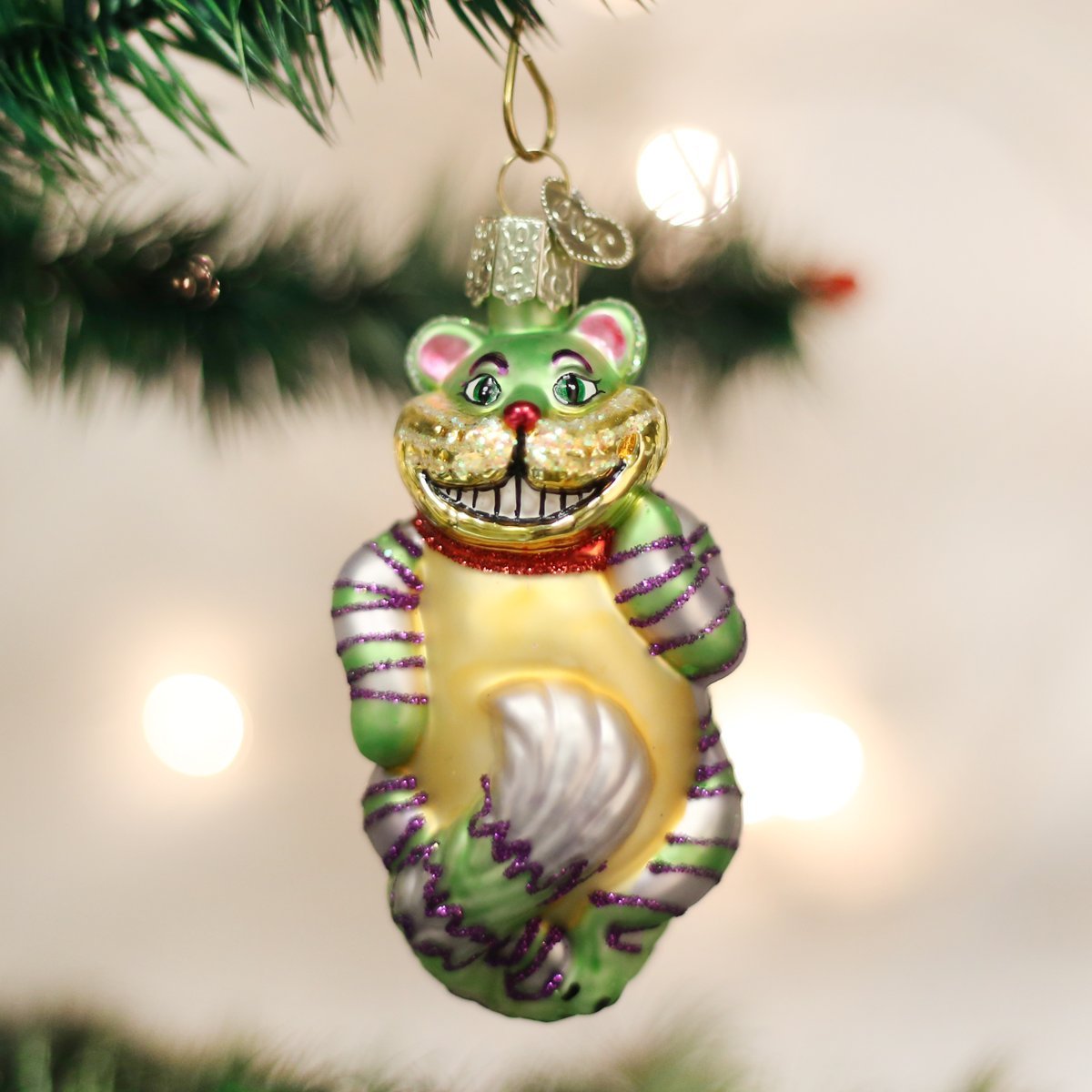 Old World Christmas Cheshire Cat Glass Blown Ornament for Christmas Tree, Handcrafted Holiday Decoration
