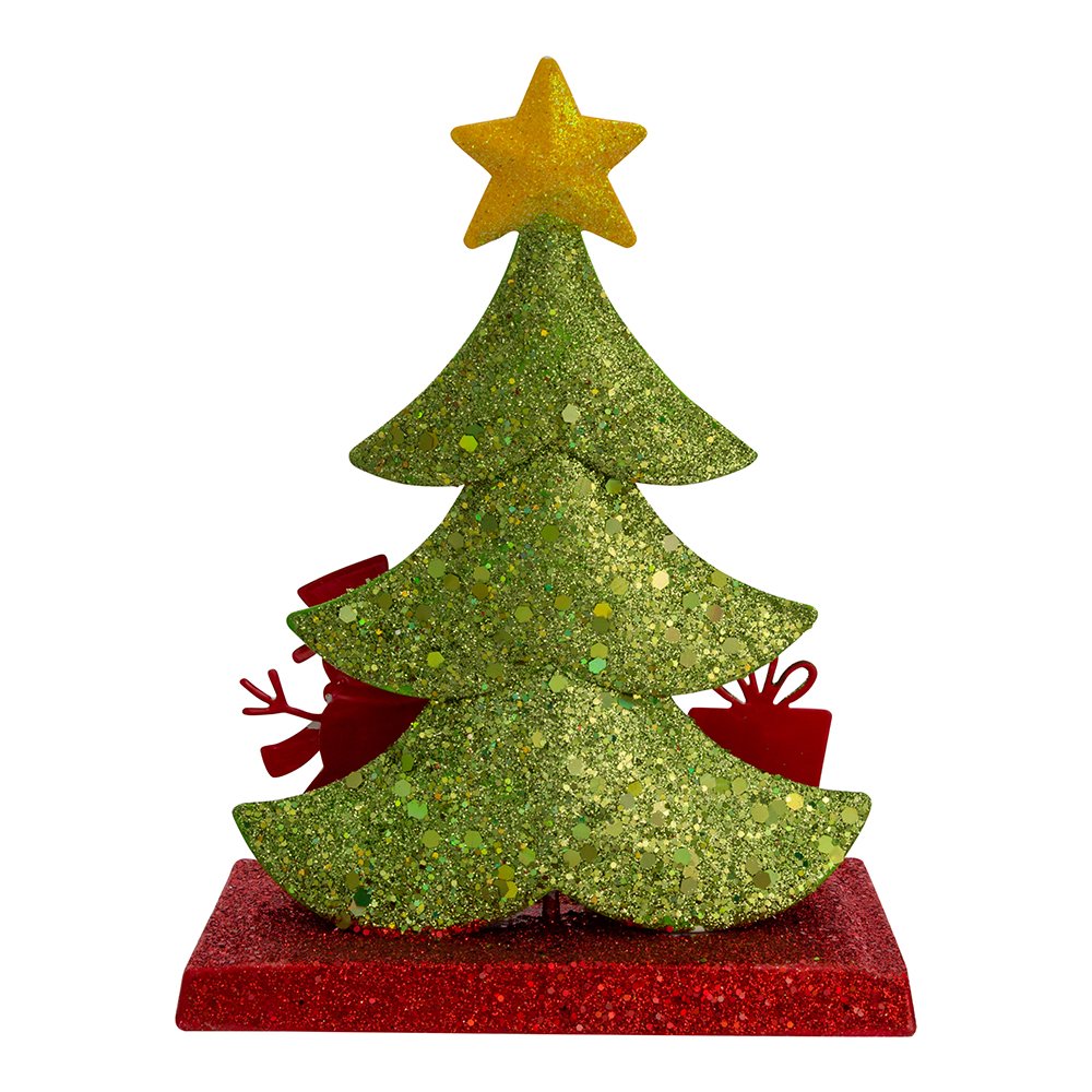 Kurt Adler Christmas Stocking Holder, Christmas Tree Glitter Base with Snowman, 6.5in