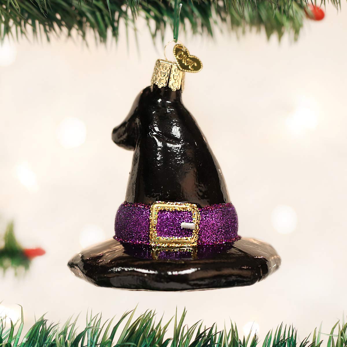 Old World Christmas Witch's Hat Glass Blown Ornament for Christmas Tree, Handcrafted Holiday Decoration, Halloween Collection