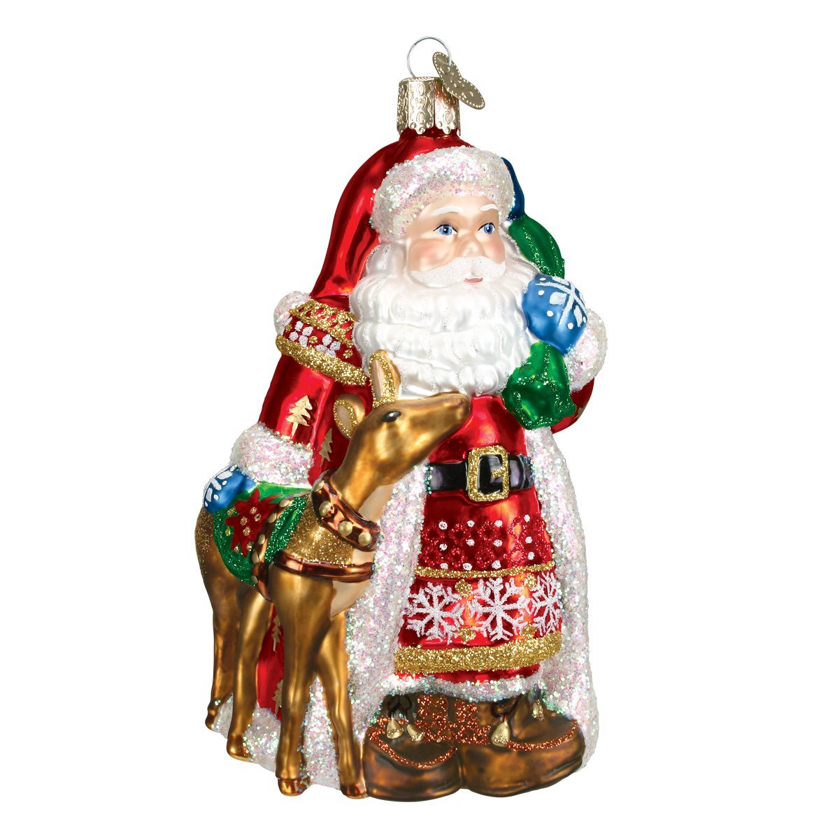Old World Christmas Ornaments: Assortment of Santas Glass Blown Ornaments for Christmas Tree, Nordic Santa 5.5 Inches