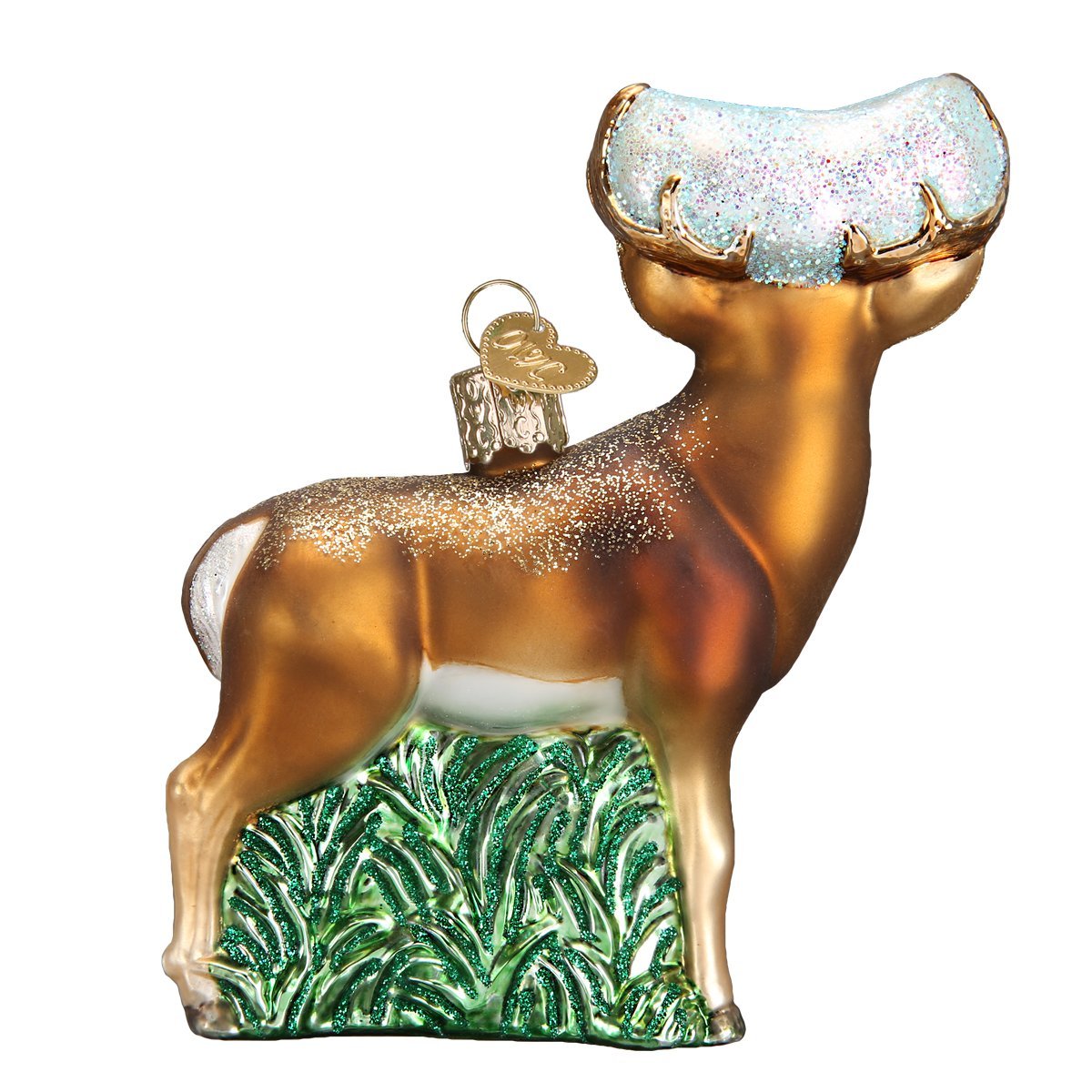 Old World Christmas Whitetail Deer Glass Blown Ornament for Christmas Tree, Handcrafted Holiday Decoration, Wildlife Animal Collection