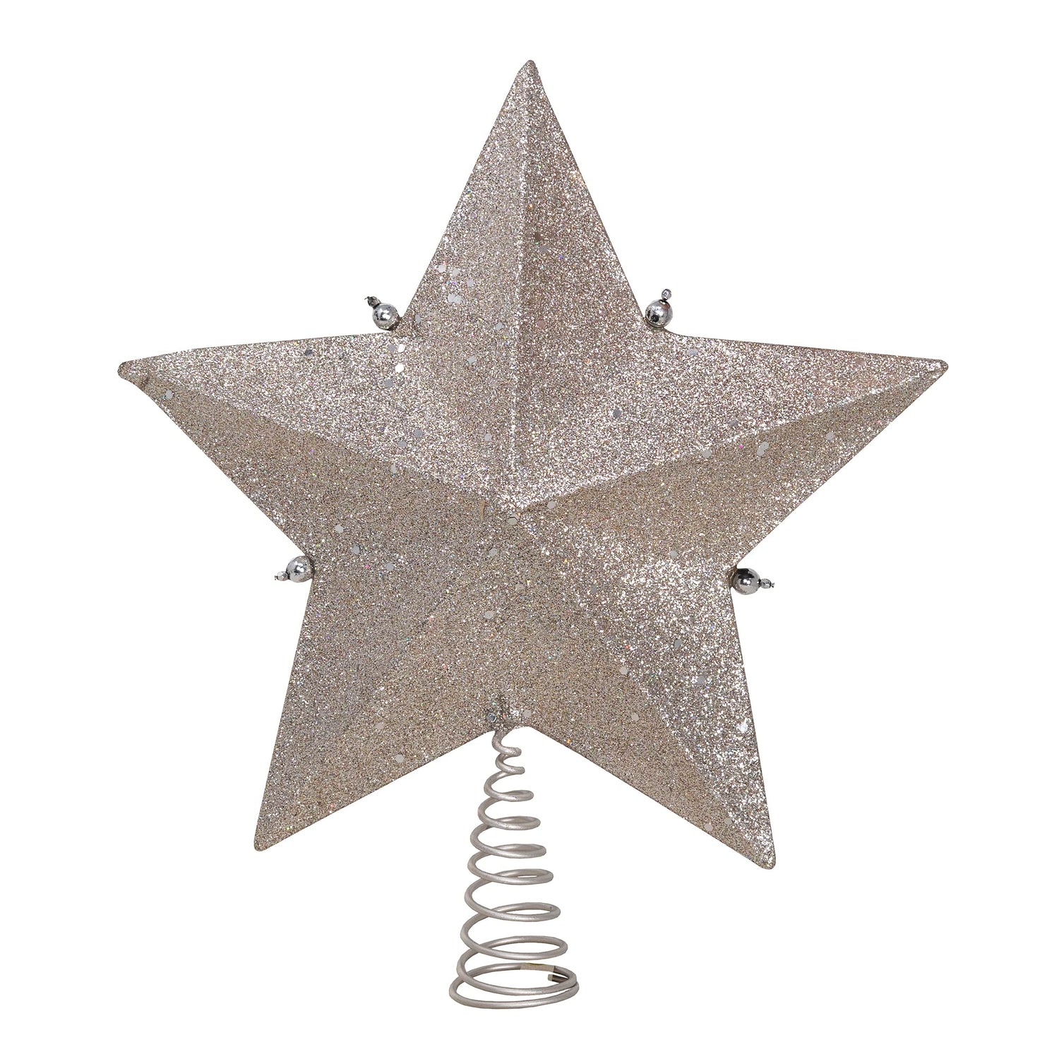 Kurt Adler 13.5-inch Star Treetop with Ivory Pearls and Platinum Glass Glitter