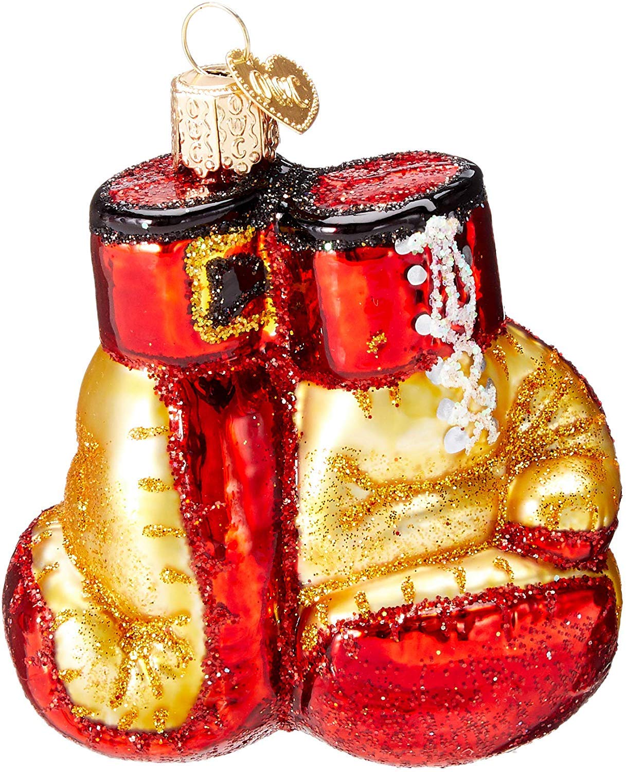 Old World Christmas Boxing Gloves Glass Blown Ornament for Christmas Tree, Handcrafted Holiday Decoration, Sport Collection