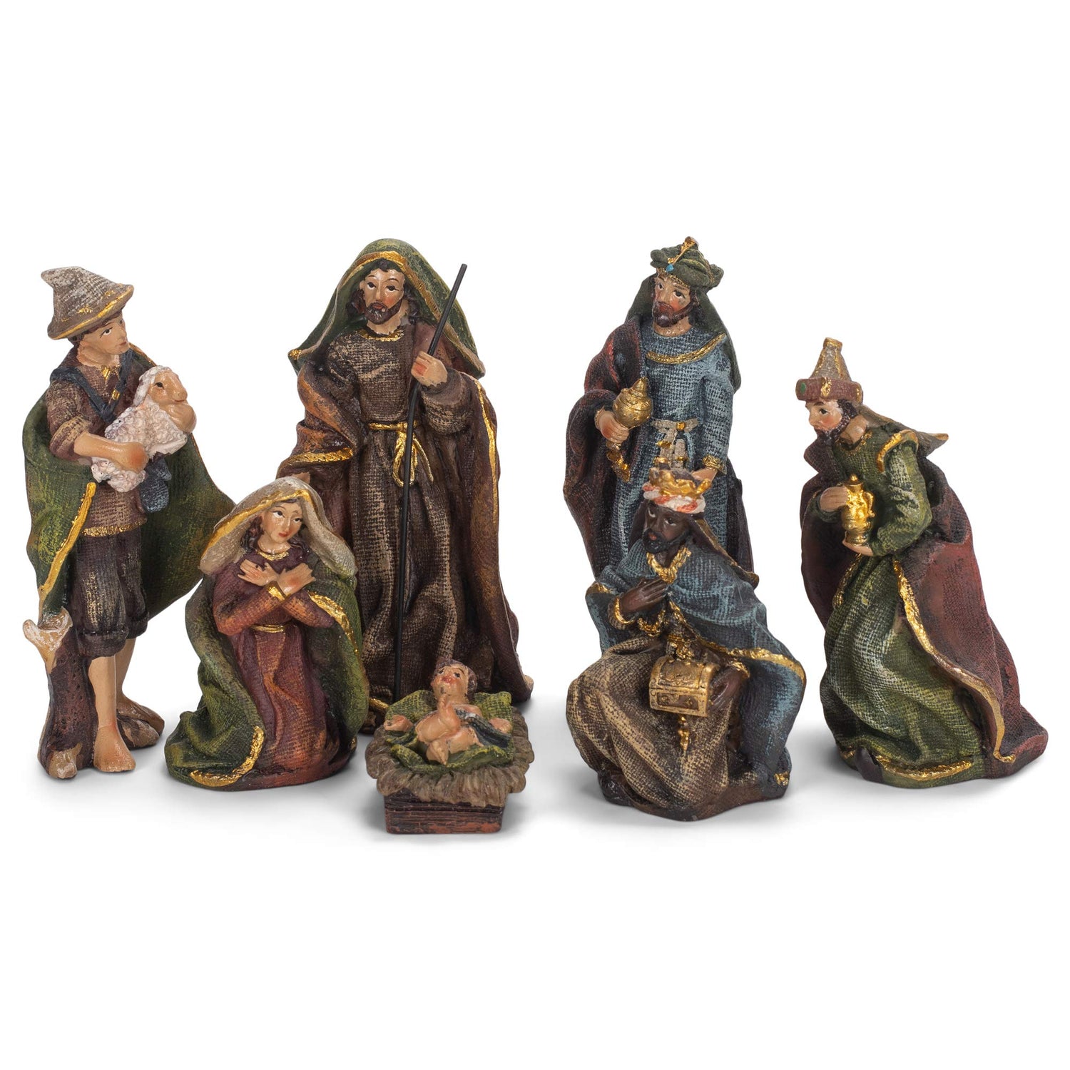 Kurt S. Adler Kurt Adler 3.5-Inch Resin, 7-Piece Nativity Set, Multi for Christmas