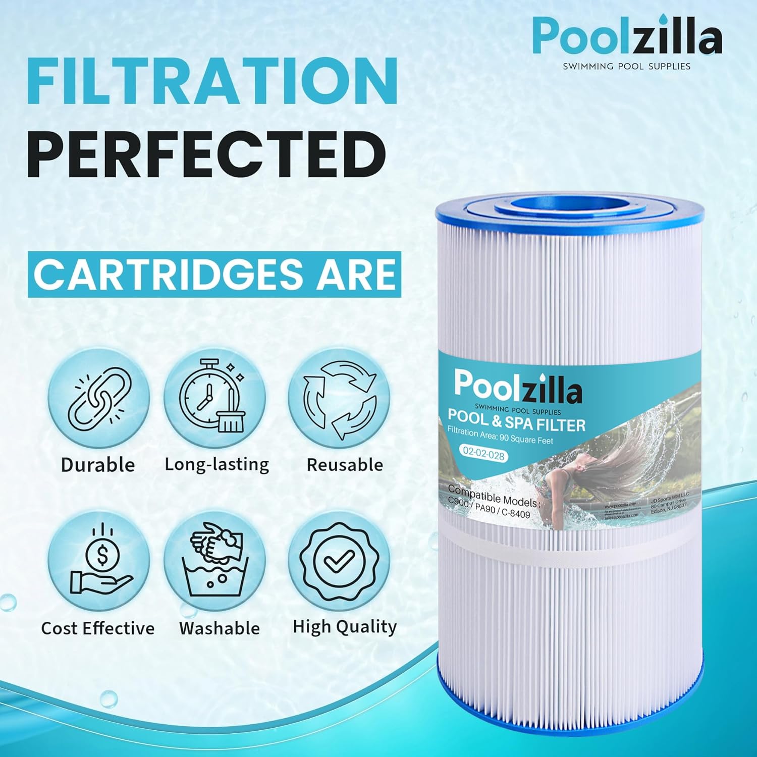 Poolzilla Replacement Pool Filter for PLF90A, Pleatco PA90, Hayward Star Clear Plus C900, Hayward CX900-RE, Unicel C-8409, Sta-Rite PXC95