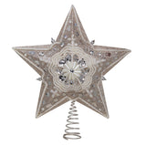 Kurt Adler 13.5-inch Star Treetop with Ivory Pearls and Platinum Glass Glitter