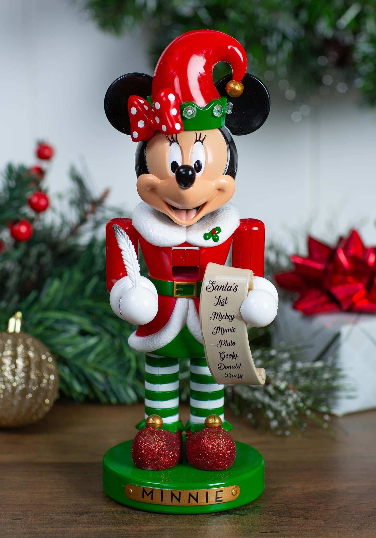 Disney 10-Inch Minnie The Elf Nutcracker | Minnie Mouse Christmas Nutcracker Decoration Standard