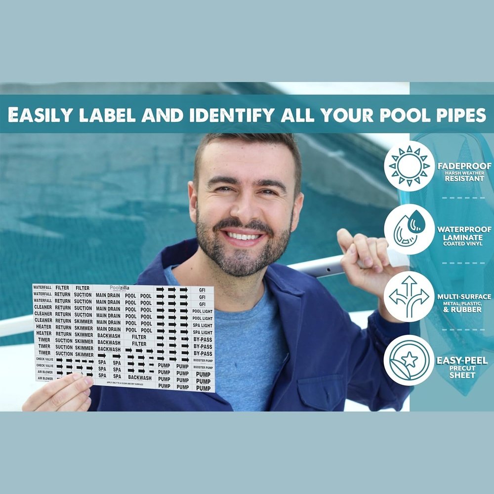 Poolzilla Premium Waterproof Sticker Labels For Pools