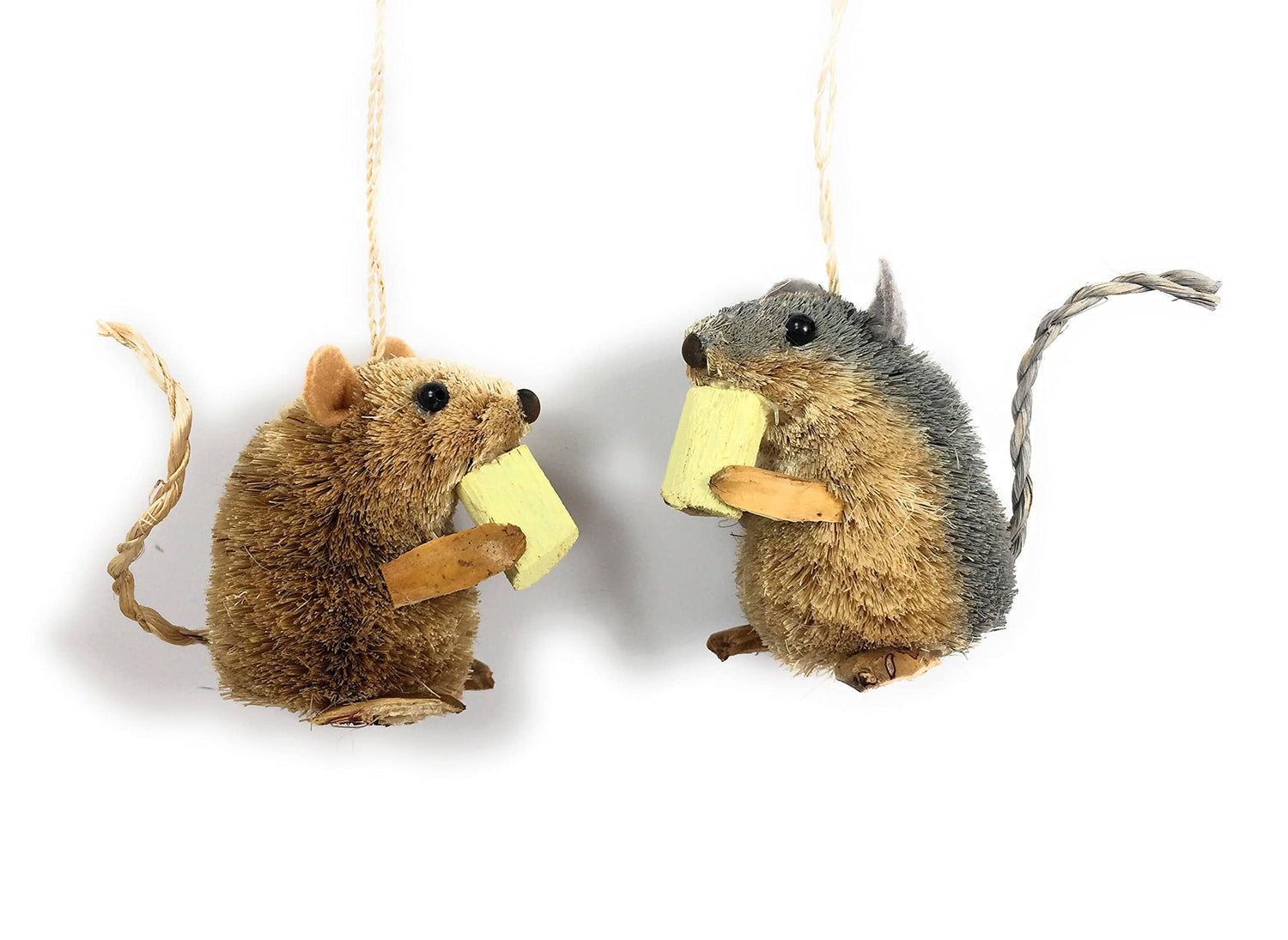 Kurt Adler 2.5-Inch Buri Sitting Mouse with Cheese Christmas Ornaments 2 Assorted