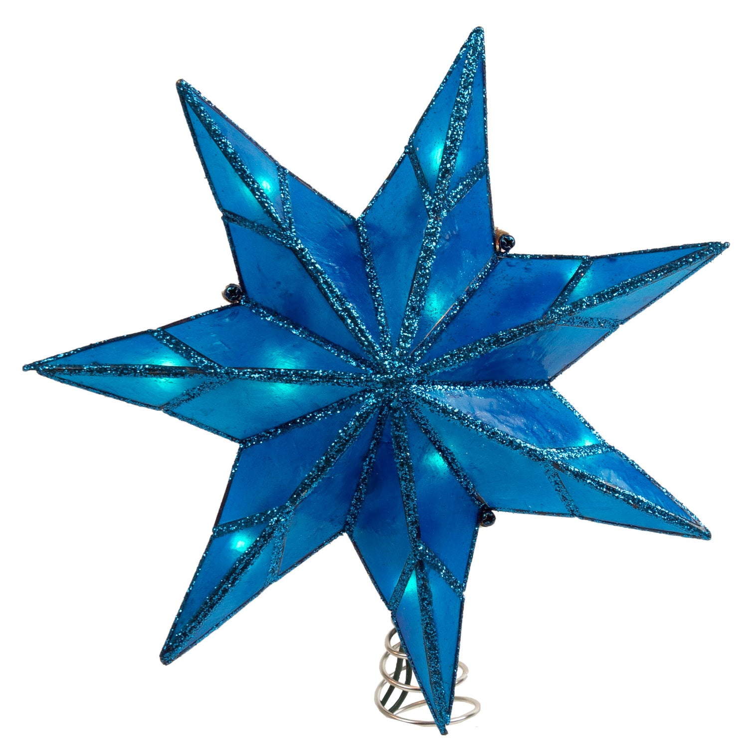 Kurt S. Adler Kurt Adler 10-Light 7-Point Capiz Star Treetop, Blue, White